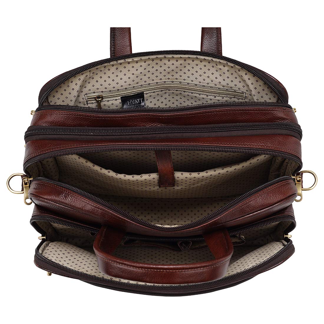 HYATT Leather Accessories 16 Inch 24 litres Capacity Leather Laptop Office Briefcase for Men Upto16 inch Laptop Compartment Dimension-L-16 X H-12 X W-6 Inch Weight-1.4 KG (Brown) 25 71QWzntg5EL. SL1100