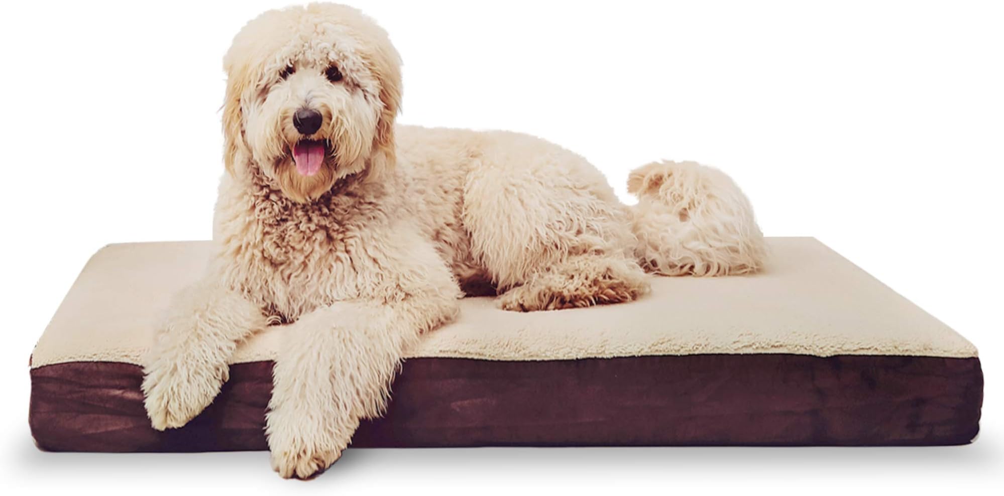 KOPEKS Rectangular Orthopedic Memory Foam Dog Bed - Includes Waterproof Inner Protector & Removable Cover
