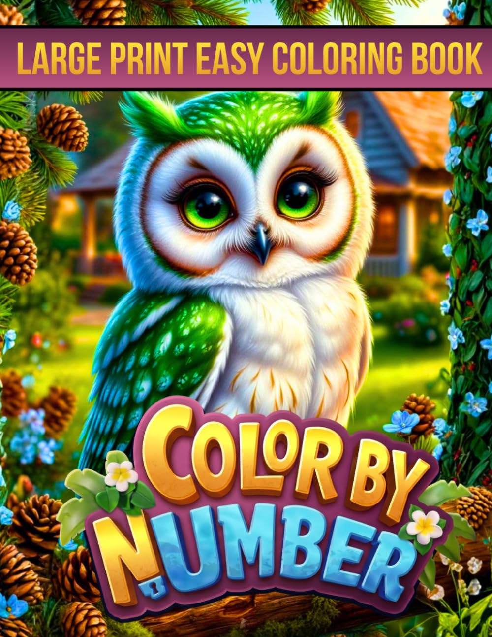 Large Print Easy Color by Number Coloring Book: Cute Animal Coloring Book for Kids, Teens, Adults & Seniors – Easy Simple Pages for Beginners with Relaxing Fun Themes