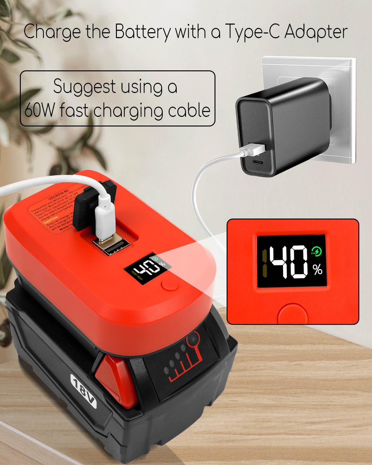 milwaukee battery cell phone charger