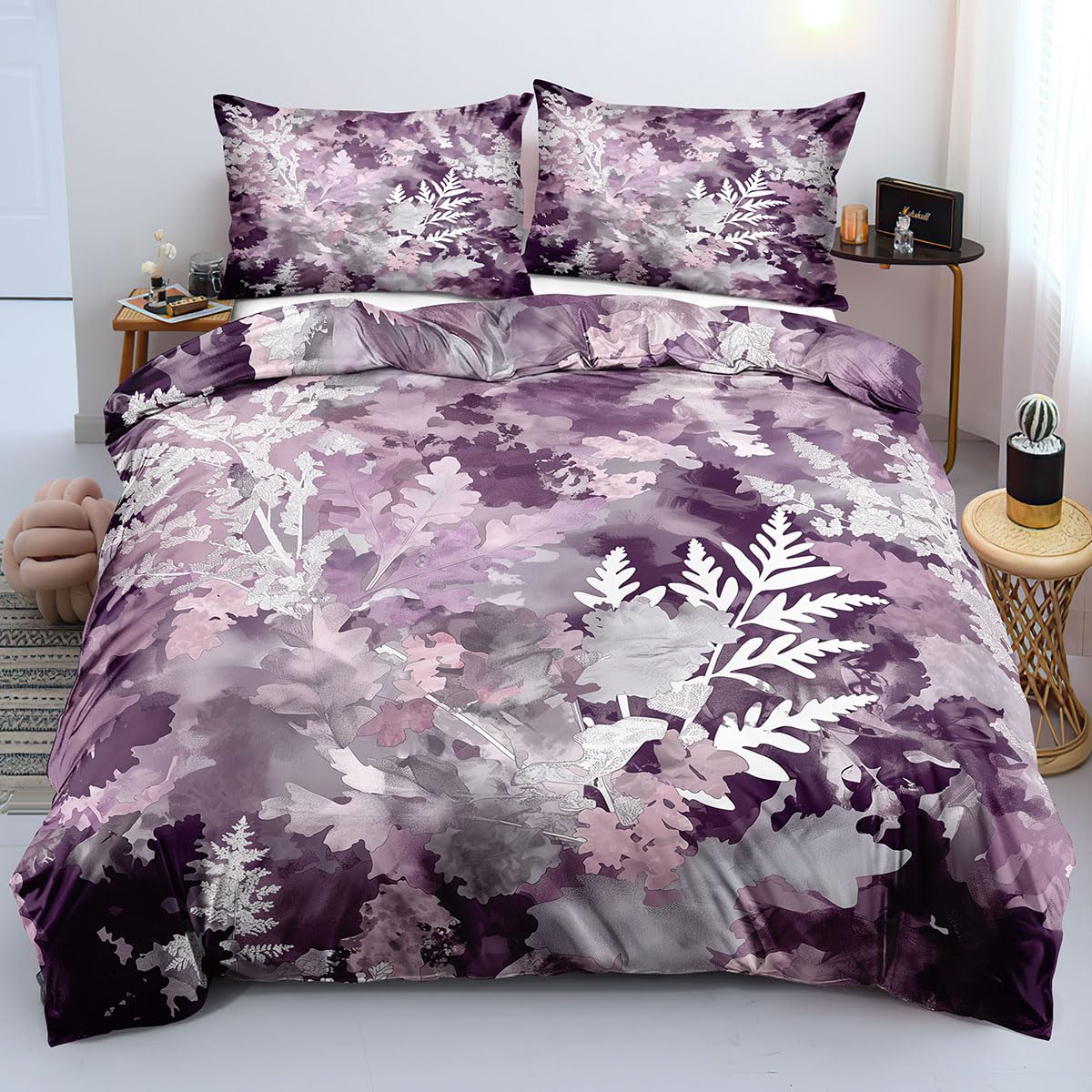 Housse de couette 200x200 réversible violette pour créer un cocon chic dans une chambre d'enfant