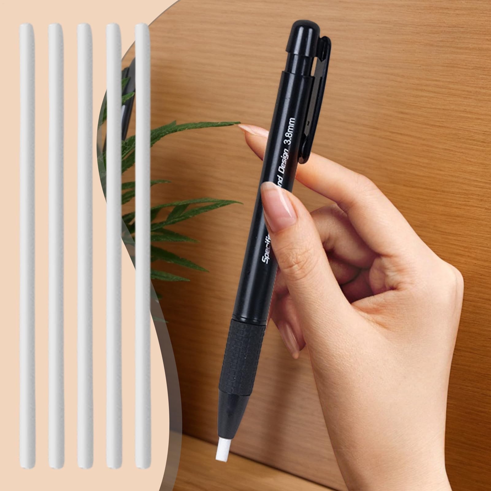 Goma de Borrar Mecánica, Accesorios de Dibujo y Borrado para Artistas, Goma de Borrar Retráctil con Punta de 3.8 mm y 5 Recambios para Escritura Dibujo Bocetos Trabajos Escolares