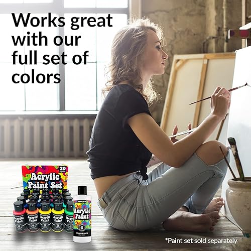 Miniatura 6 de Pintura acrílica blanca de colores premium, pinturas artísticas para lienzo y pintura al aire libre, botella de 8 onzas, 8.0 fl oz, color blanco