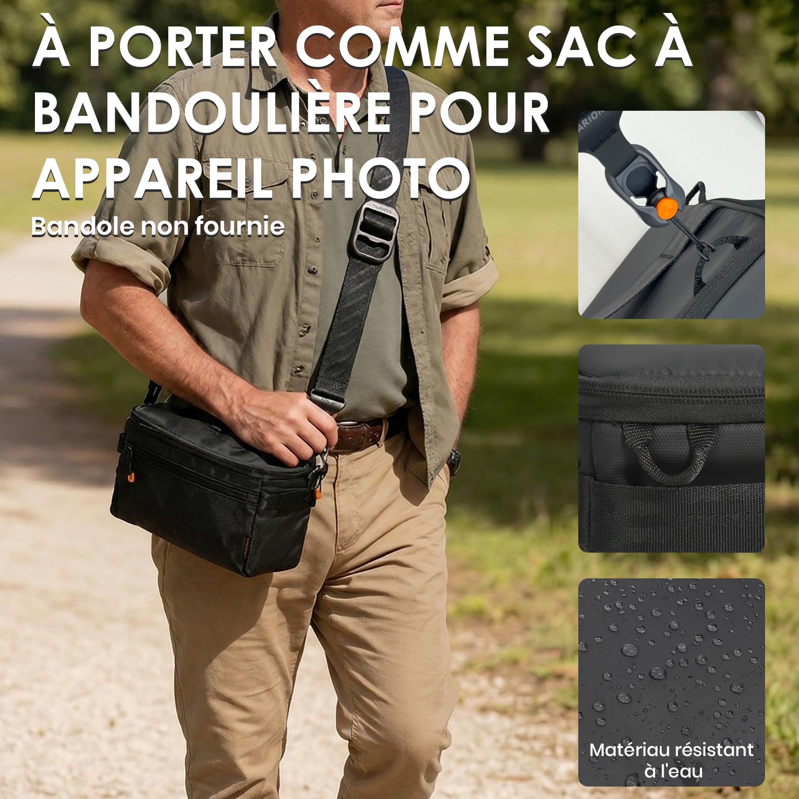 TARION Insert pour Sac Appareil Photo - Sac Intérieur Rembourré avec Couverture Amovible & Cadre Métallique (XS)
