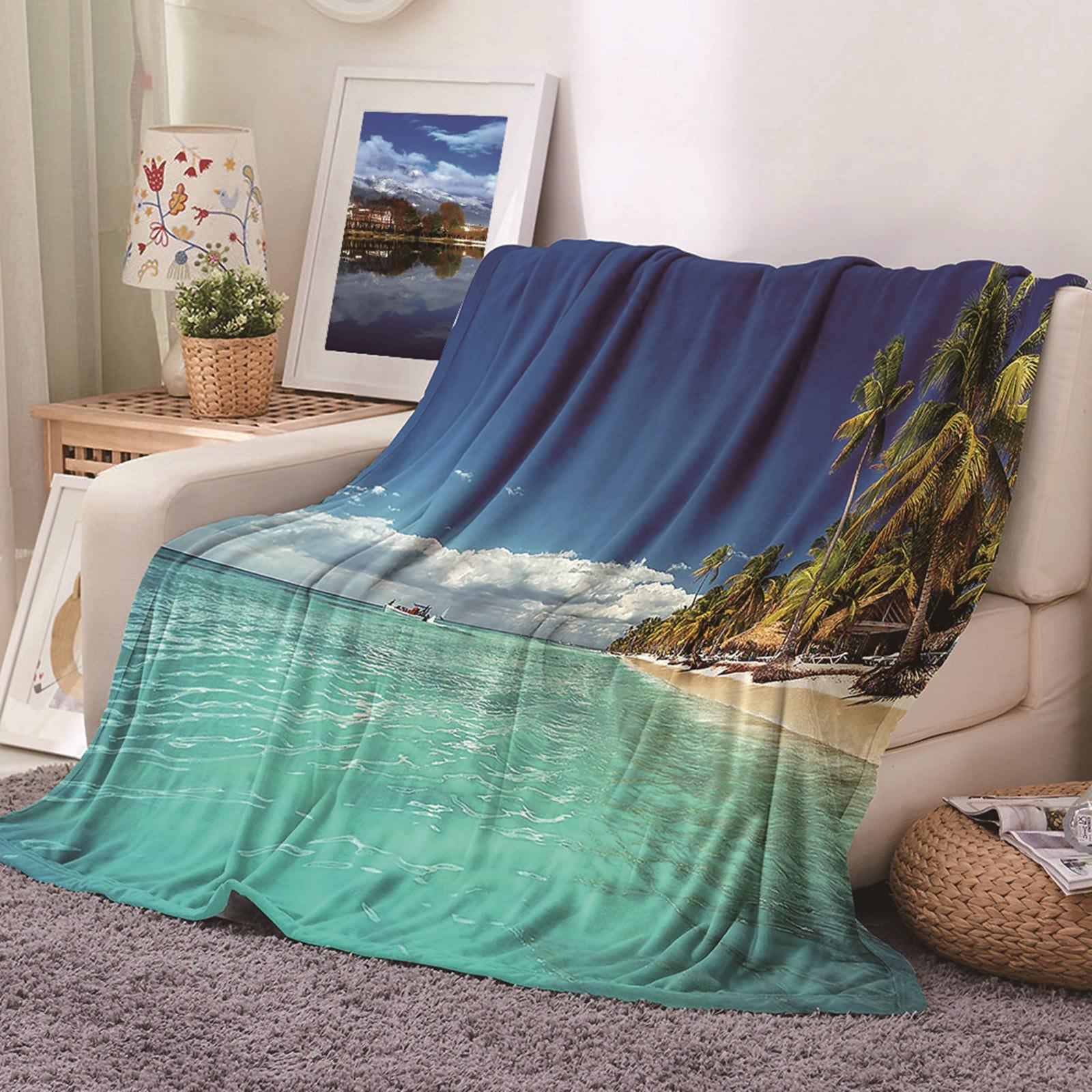 Plaid couverture polaire cocooning pour canapé et lit design exotique