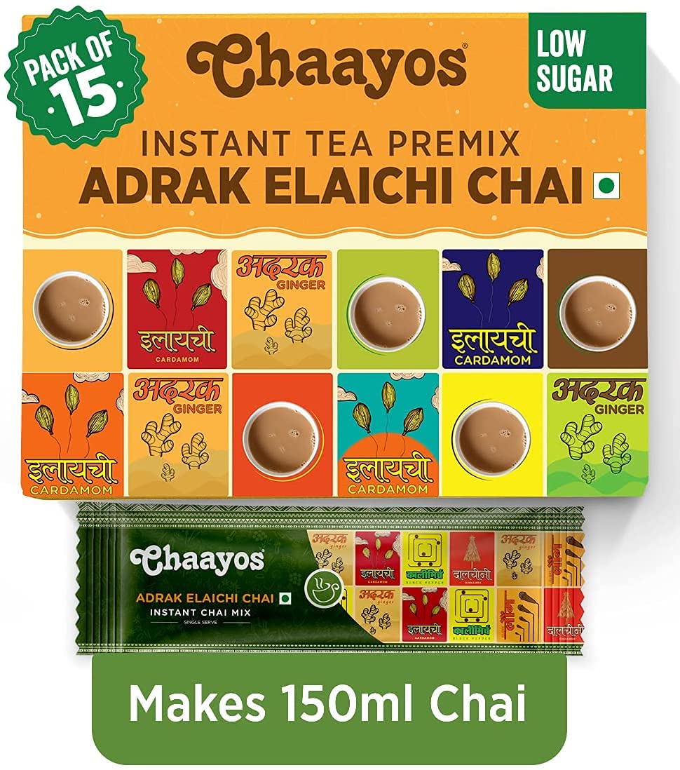 Chaayos Instant Adrak Elaichi Premix - 15 Sachets, 180g