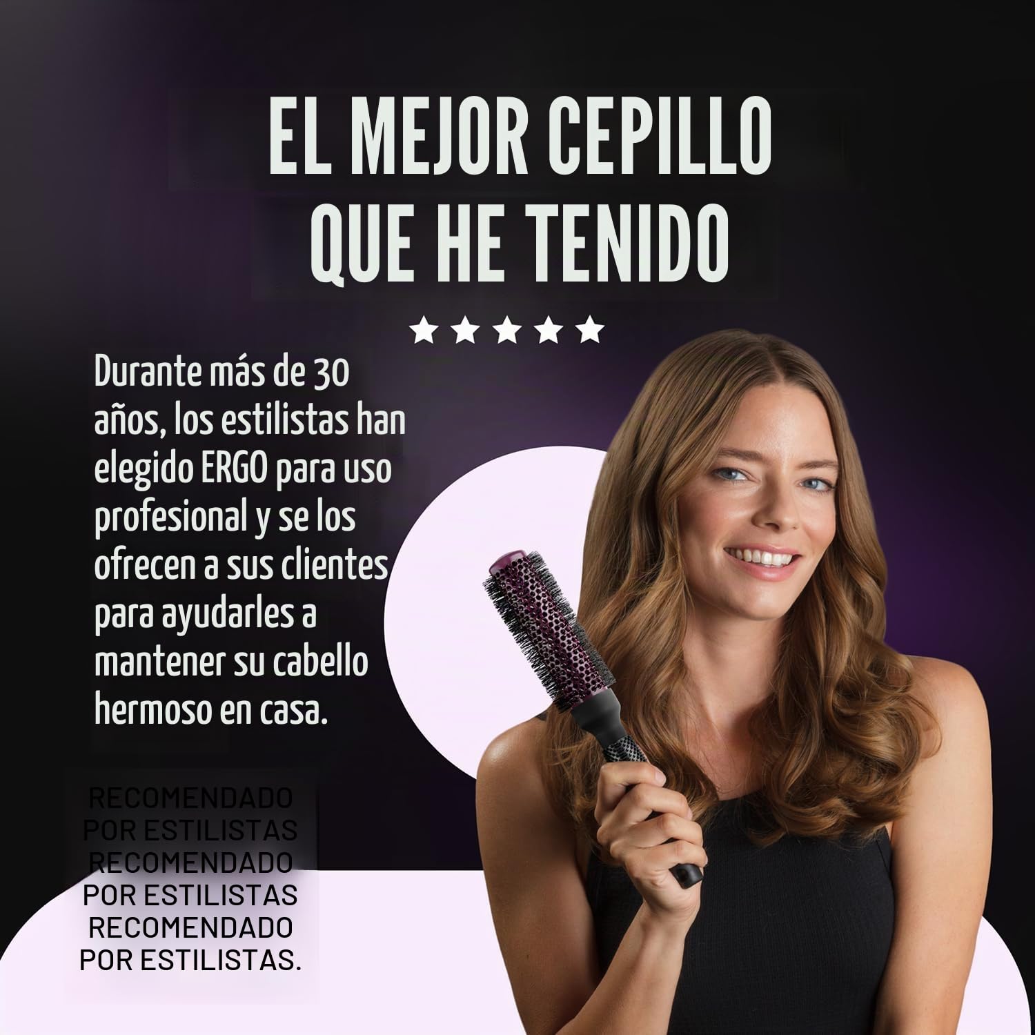 ERGO Cepillo de pelo redondo súper suave para soplar, cepillos de salón de calidad de salón para mujeres, cepillo voluminizador, uso en húmedo y seco, ERG43: 1.75