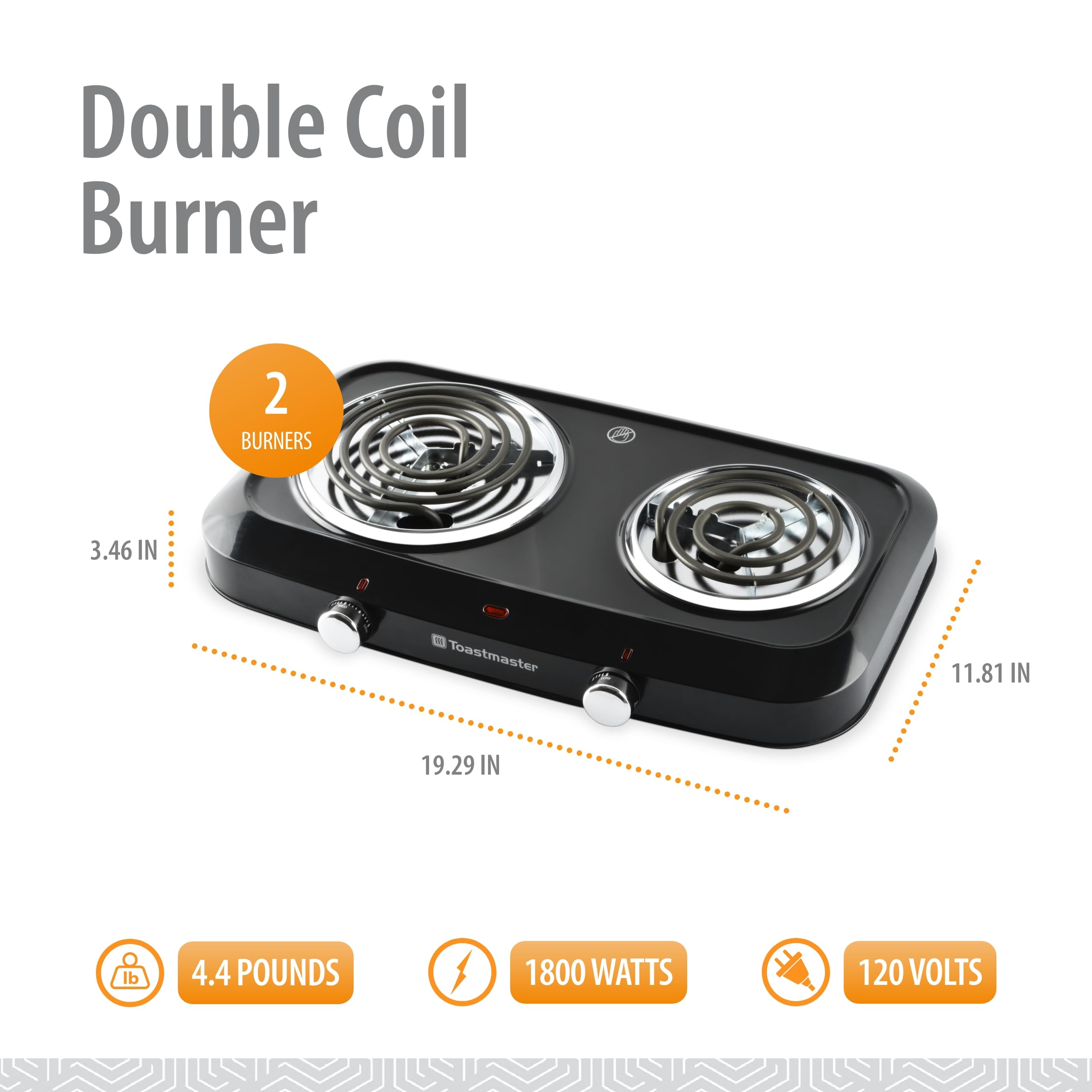 Quemador de doble bobina, quemadores dobles para encimera con protector de goteo para una cocción versátil, con control de calor variable, luz de potencia y pies antideslizantes 2