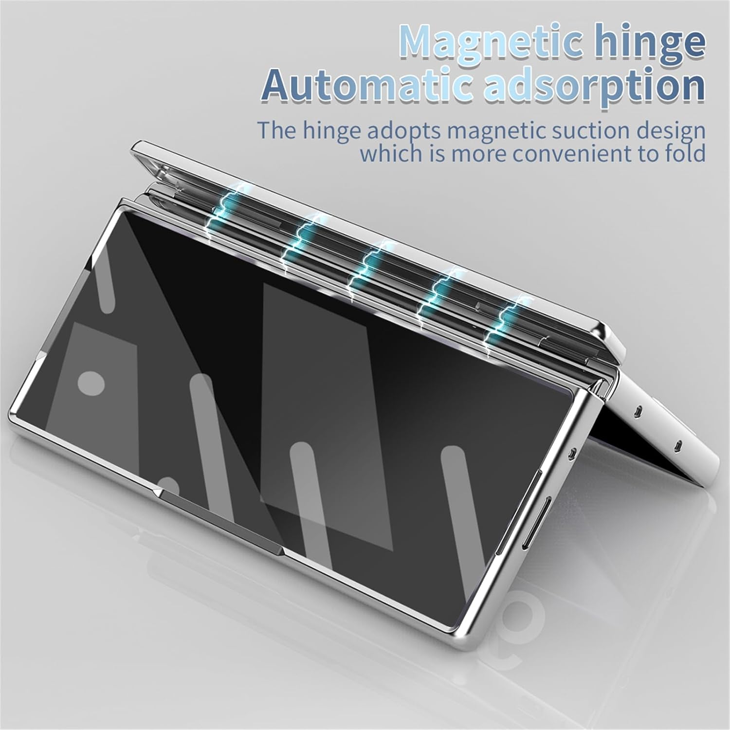 Case for Samsung Galaxy Z Fold 7, 4-in-1 Magnetic Hinge Protection Case with Lens Protection, S Pen Holder, and Screen Protector - Compatible with Samsung Galaxy Z Fold 7 5G (Silver)