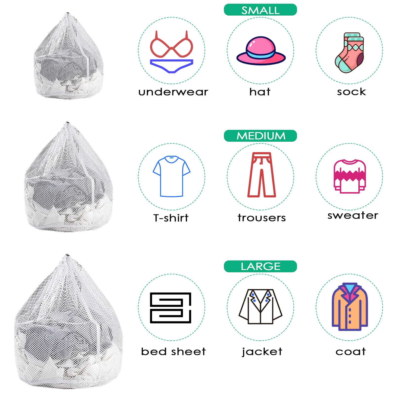 Waschsack Set Von Vivinin – 6 Stück In 3 Größen, Schonende Wäsche Für Feinwäsche & Reiseorganisation