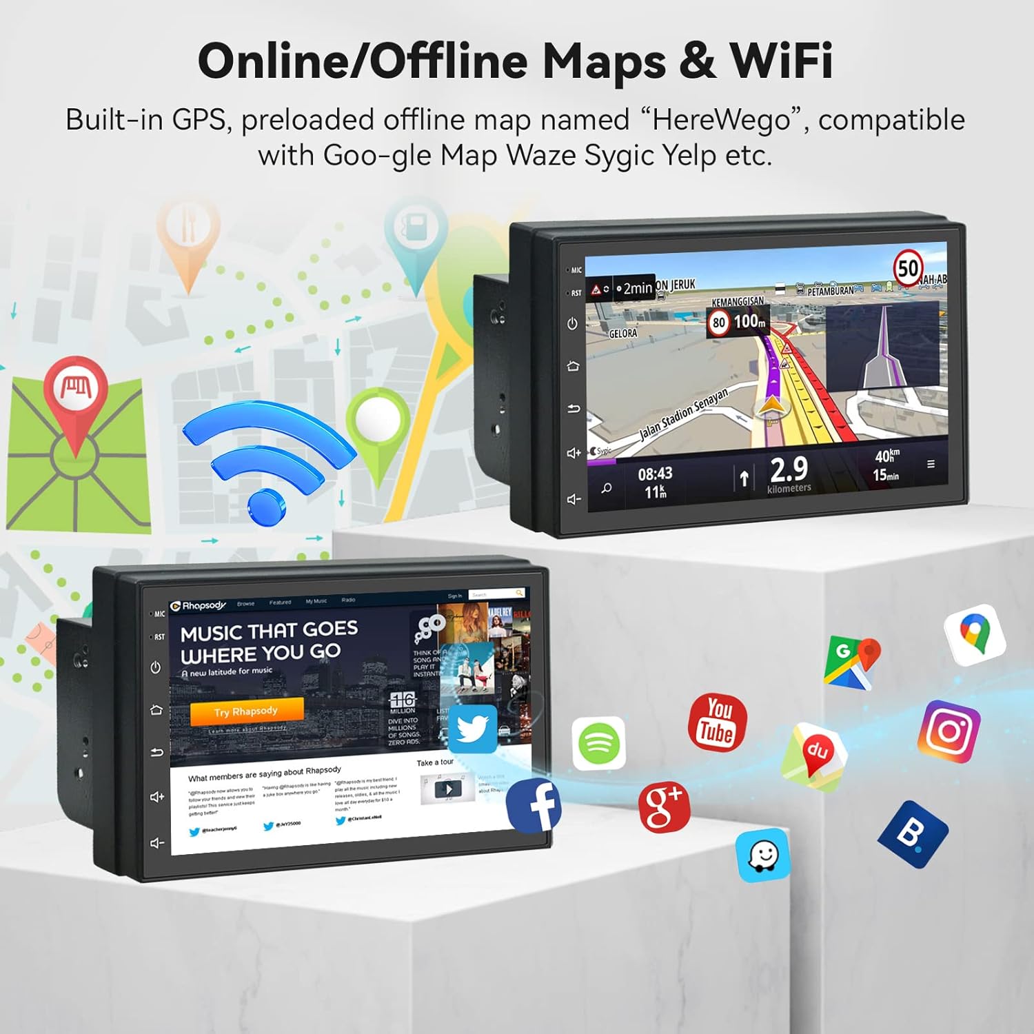 2g32g wireless carplay android auto android car stereo with gps navi ahd backup camerapodofo 7 inch double din touch screen bluetooth car radio supp