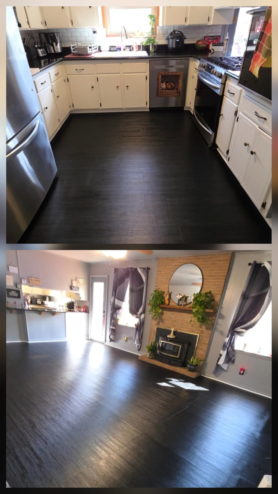 Rosewood peel and stick tiles in living space