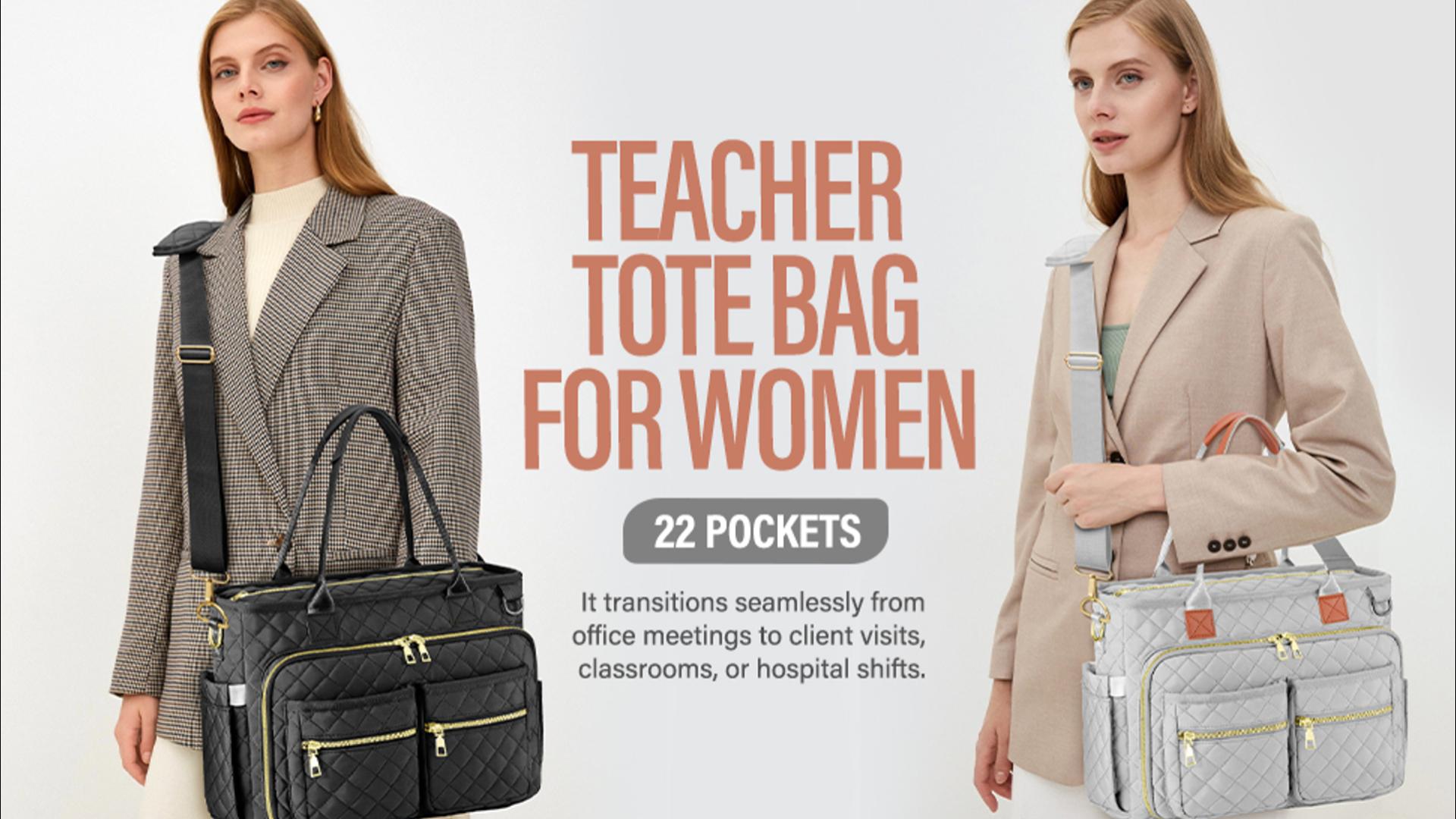 COSCOOA Teacher Tote Bag - 15.6" Laptop Bag For Women, 20L Work Bag With Insulated Pockets, 40x30x15cm