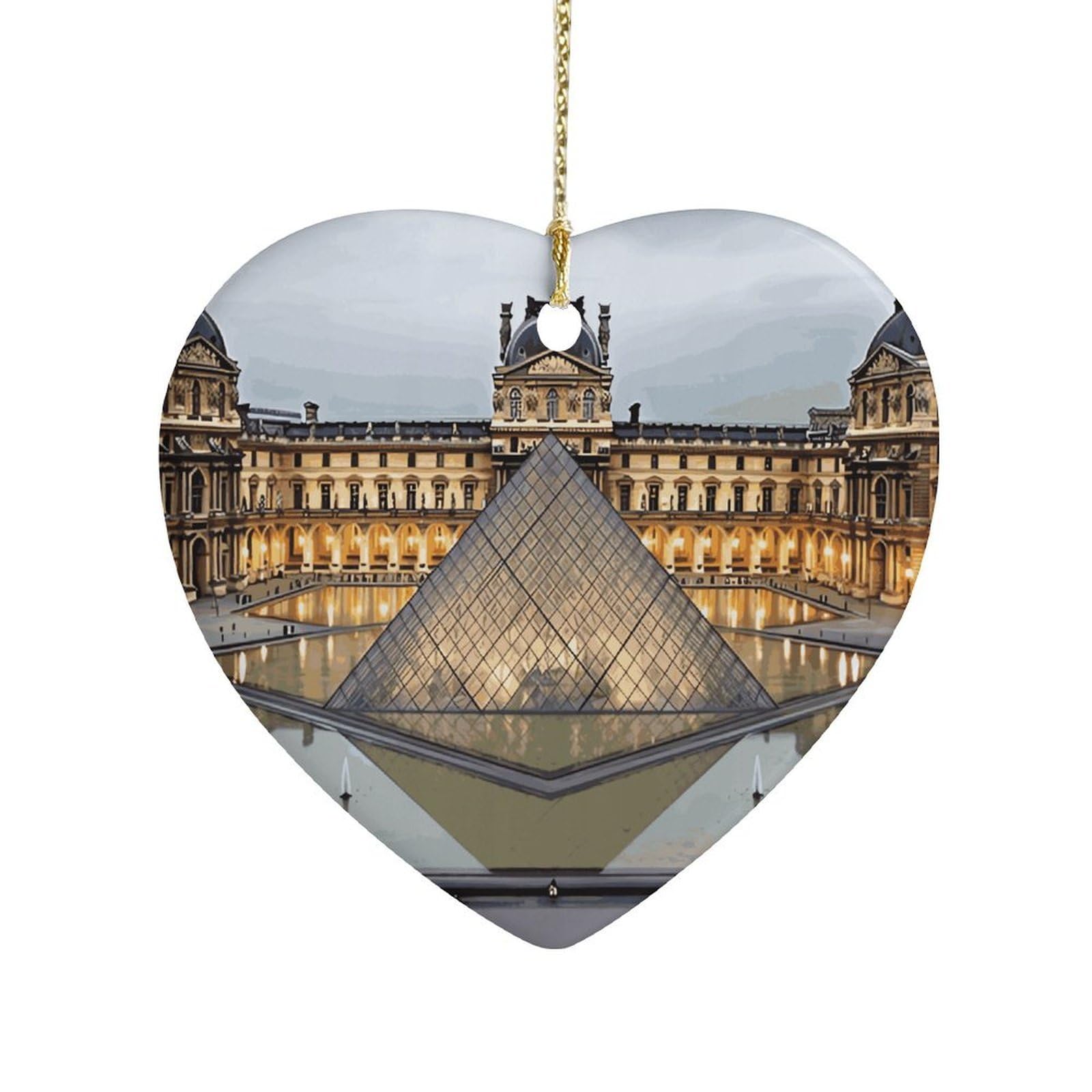 Fekiloot Style Louvre Museum In Paris Ceramic Ornament Home Decor Keepsake