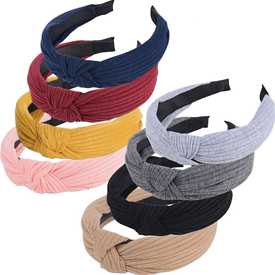 CozofLuv 8 Pieces Headbands for Womens Headwraps knitted Wide Headbands Twist Knot Cross Stretchy Headbands for Girl for Make up Hair Band Hoop Set (#1)