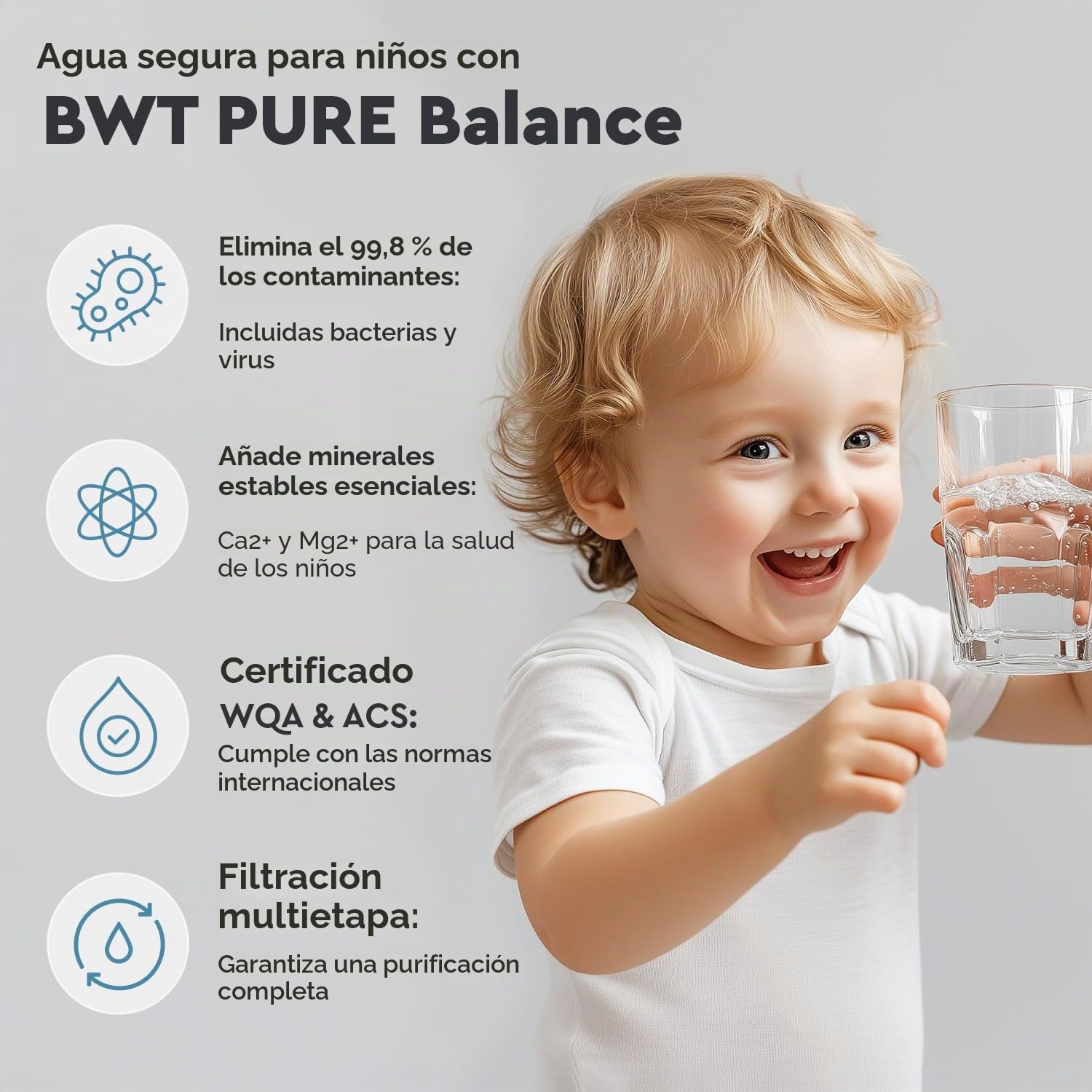 BWT Ósmosis Inversa Doméstica PURE Balance, 6 etapas, 280 L/día, elimina 99,9 % impurezas, proporción agua pura/drenaje 1:1, instalación bajo fregadero