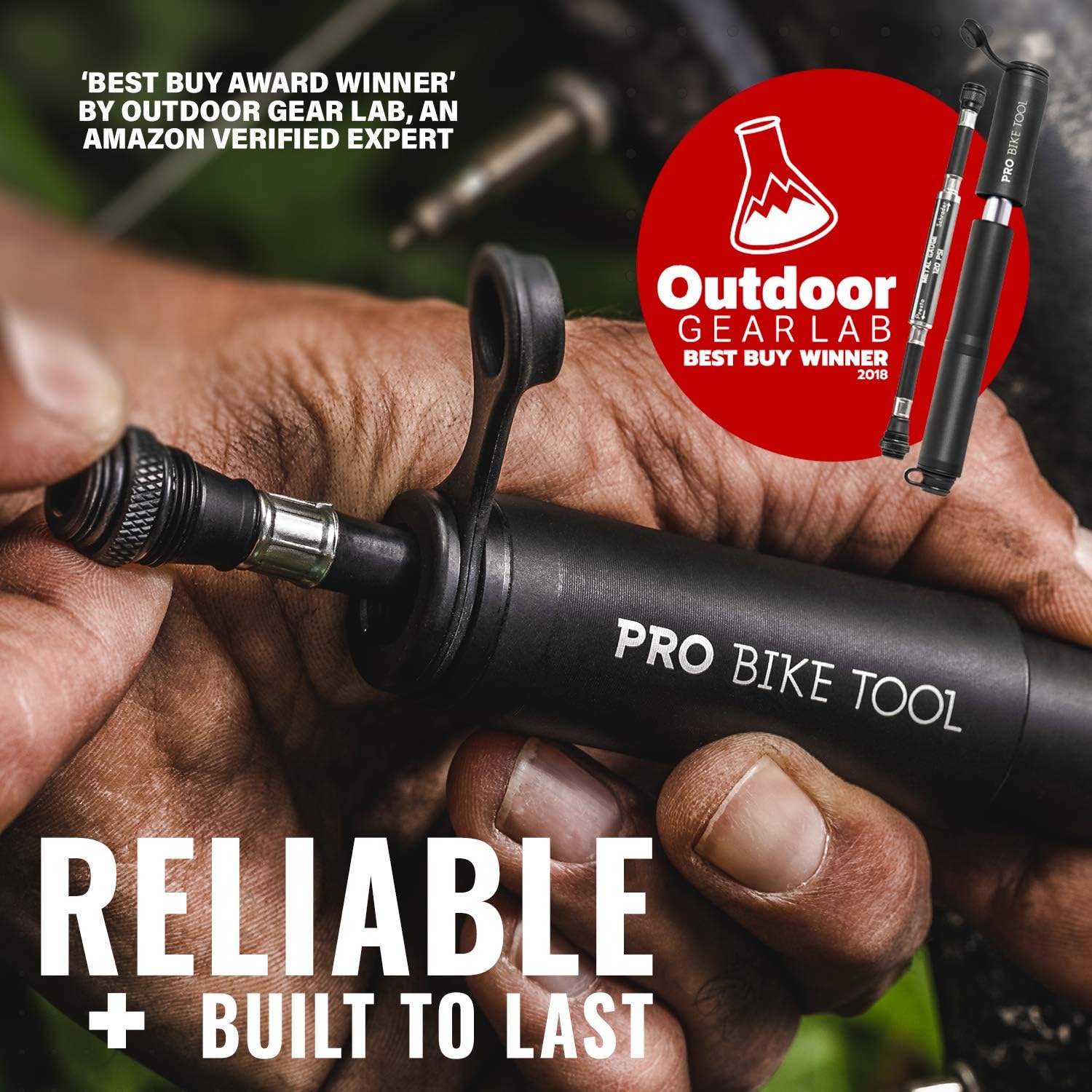 PRO BIKE TOOL Bike Pump with Gauge Fits Presta and Schrader Accurate