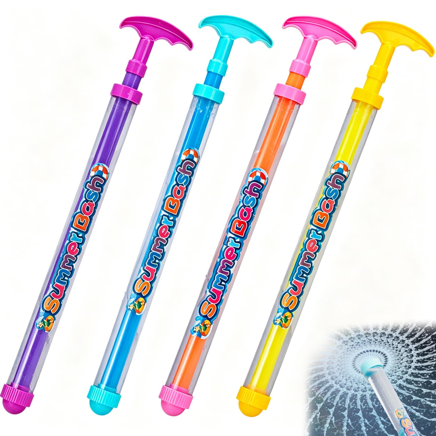 TILONKJ 4 PCS Water Gun Firework, Romantic Firework Style Water Spray Toy, Water Firework Sprinkler, Outdoor Squirter Pull-Out Water Guns for Swimming Pools, Beaches and Pool Parties