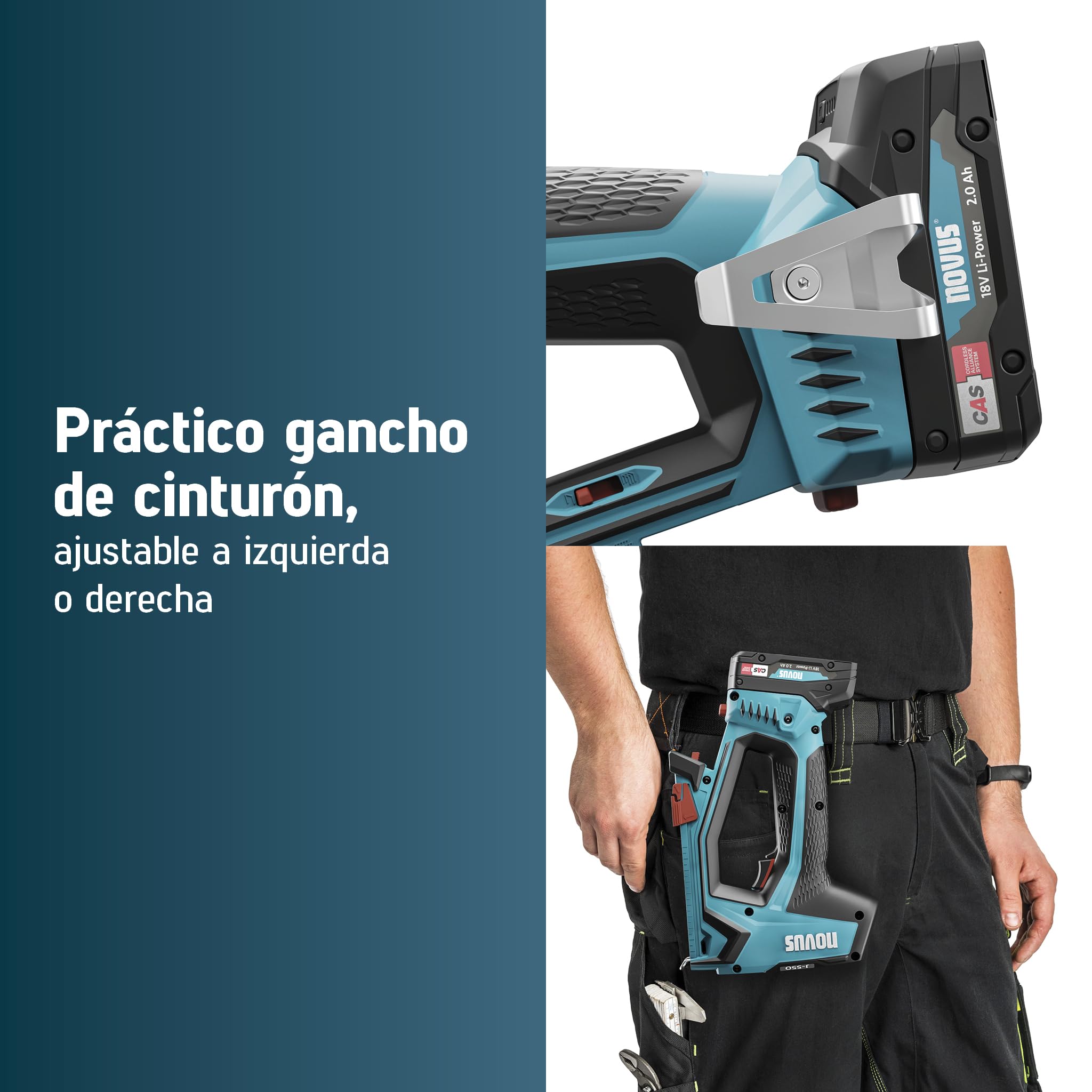 NOVUS TOOLS Juego de grapadora de batería J-551 con 9.800 grapas, para grapas de alambre plano de 6-14 mm y clavos de 16 mm, compatible con batería CAS de iones de litio de 18 V, sin batería