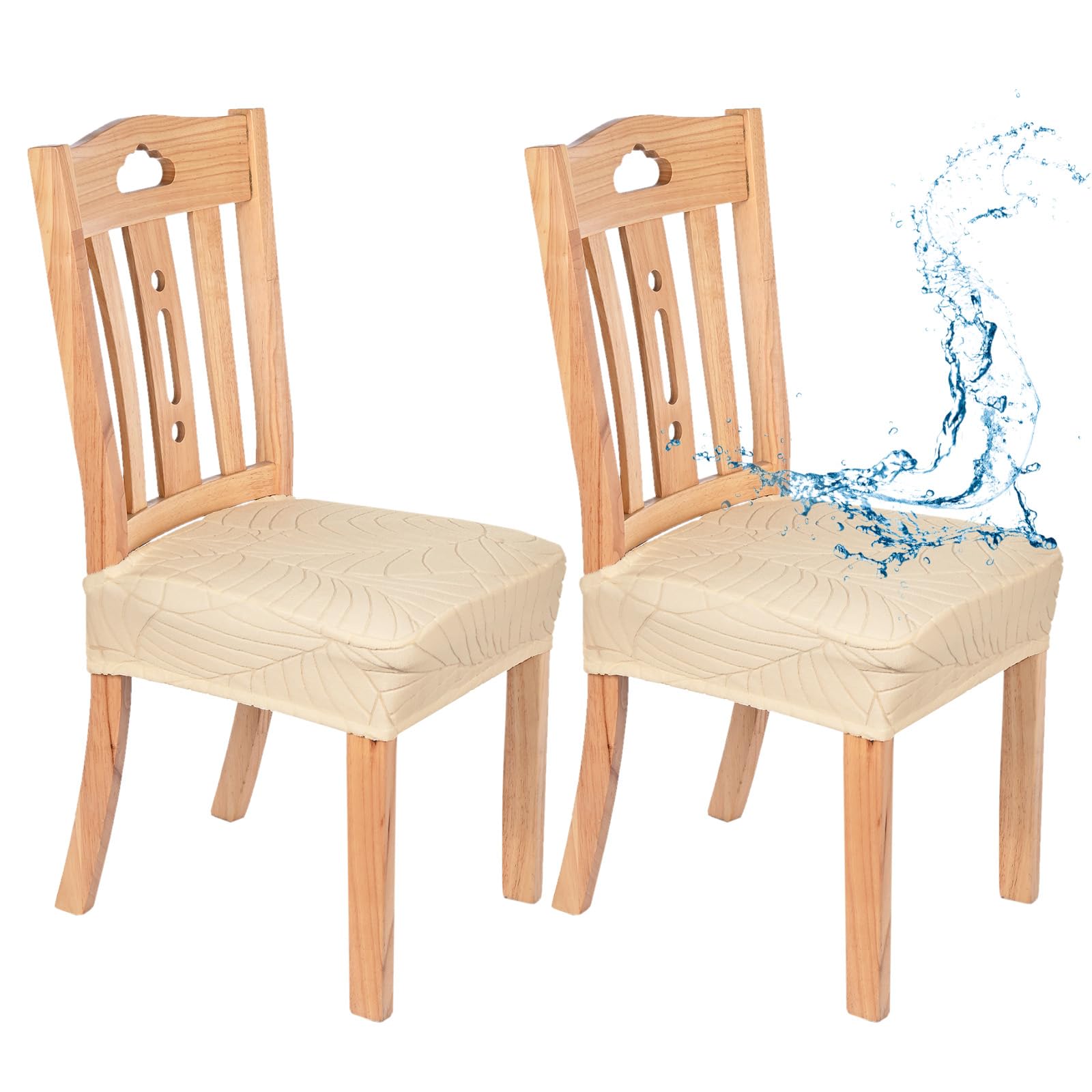 M METERXITY 2-Pack Waterproof Dining Chair Covers, Stretch Jacquard Dining Room Seat Cover for Kitchen/Home/Banquet