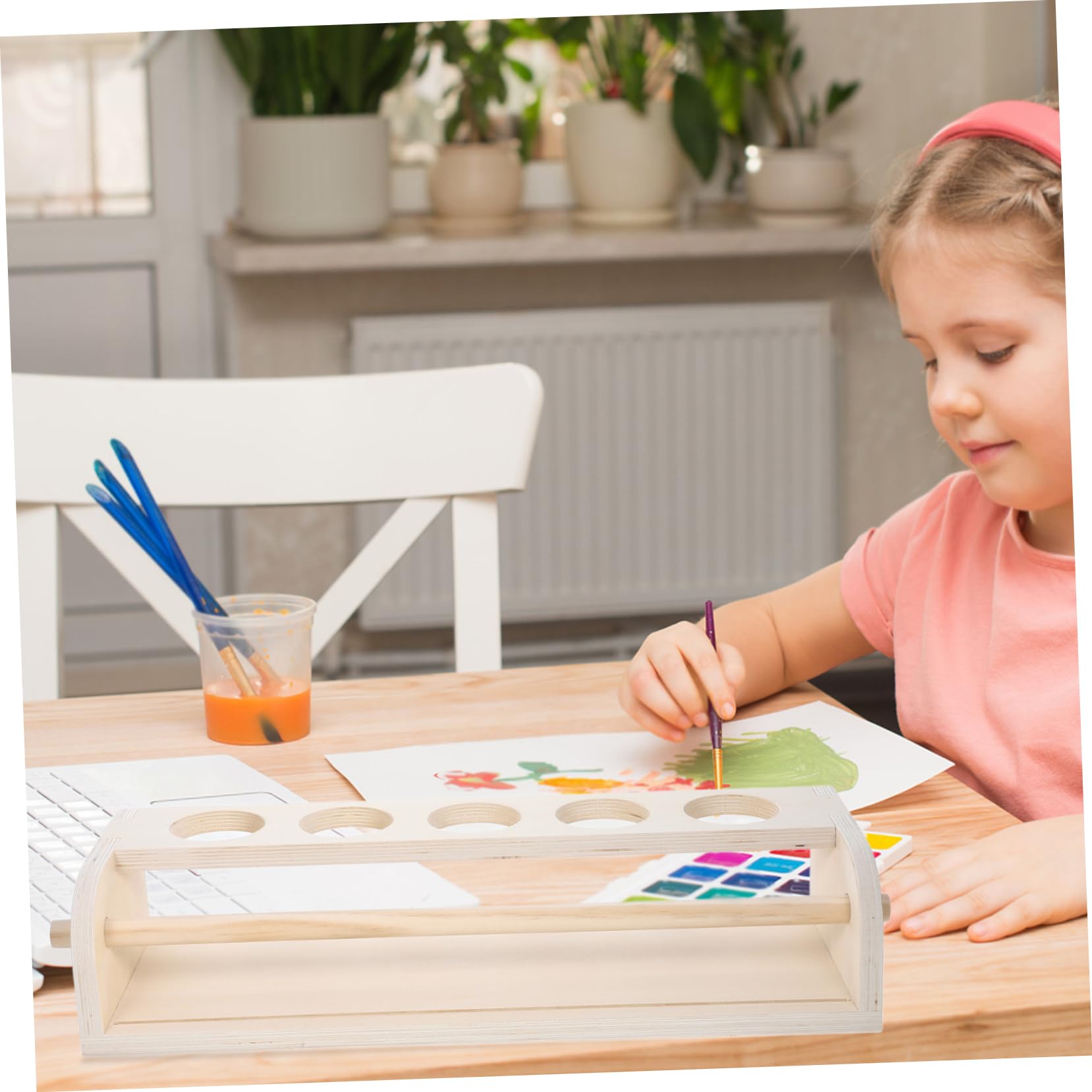 jojofuny Cavalletto da Tavolo in Legno Beige Multifunzionale per Ragazzo Ragazza Supporto Rotolo Pittura Salvaspazio per Attività Creative e Scrittura
