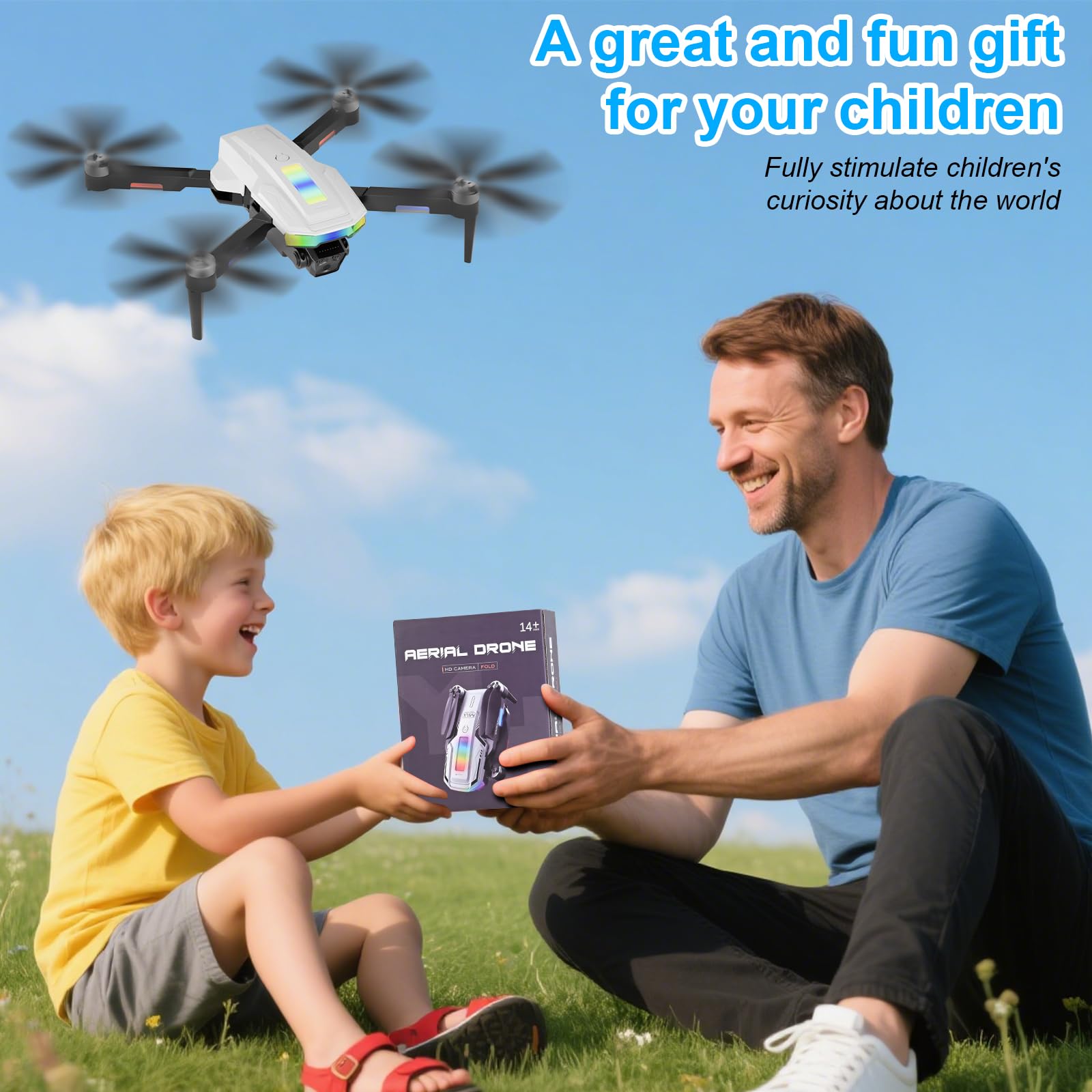 Drone avec 2 Caméra Réglage électrique Caméra, Ambesty 4K Mini Drone Caméra Pliable Active d'évitement d'obstacles, Drone Quadricoptère FPV WiFi Télécommandé, avec 2 Batteries, pour Débutants (Blanc)