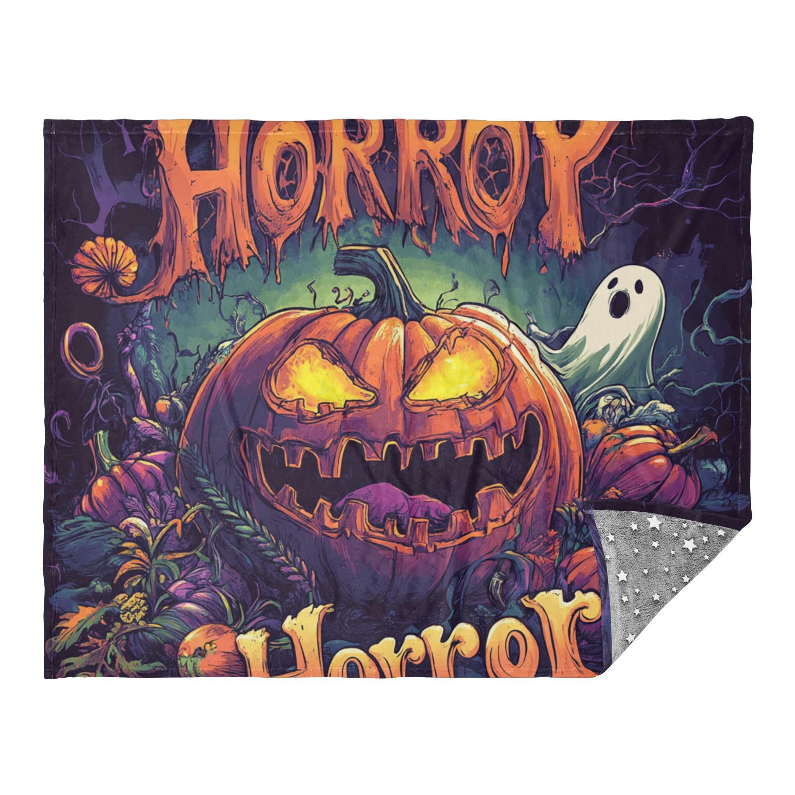 Couverture effrayante d'Halloween citrouille 127x178cm grand plaid adulte jeté canapé salon doux