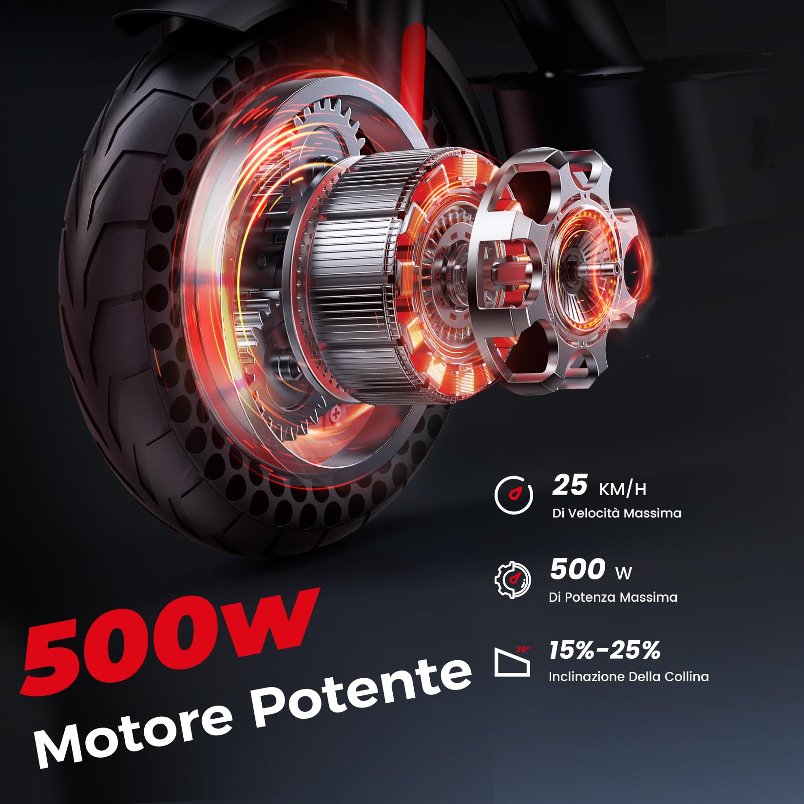 iScooter 10" Patinete Eléctrico Adultos Homologado DGT, 500W Motor, Autonomía De 30-40 KM, Máxima 25KM/H, Bocina, Timbre, Intermitentes, App, Frenado Doble, Plegable, Carga 120 KG, Bloqueo/Desbloqueo