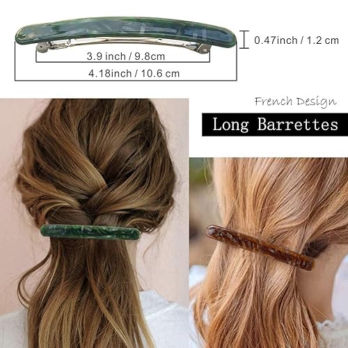 Miniatura 8 de Pinzas para el cabello delgadas para mujer, pinzas para el cabello francesas acrílicas largas, simples, elegantes, clásicas, horquillas de acero