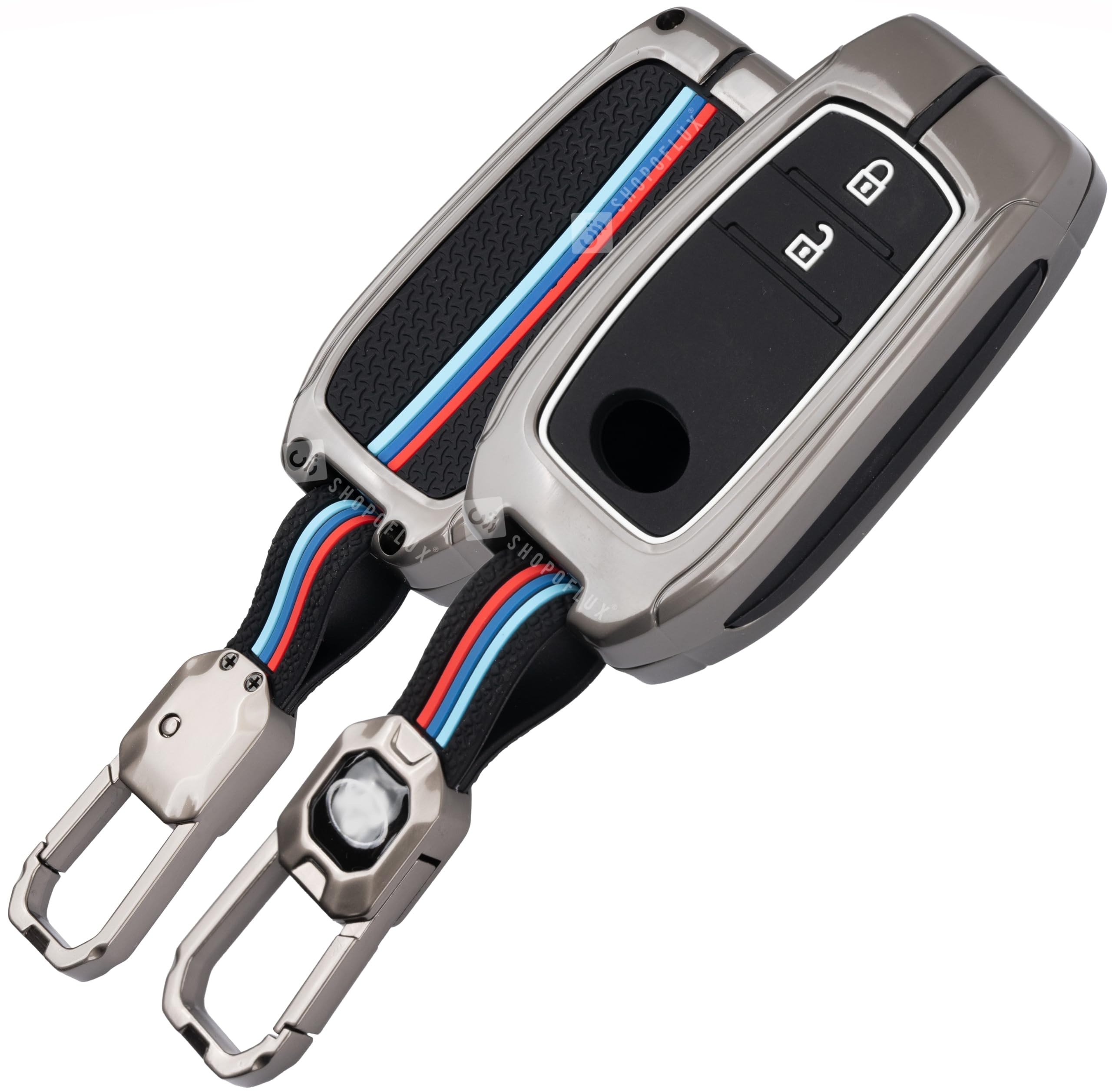 SHOPOFLUX Metal Key Cover Compatible with Toyota Innova Crysta Hilux, Invicto 2 Button Smart Only