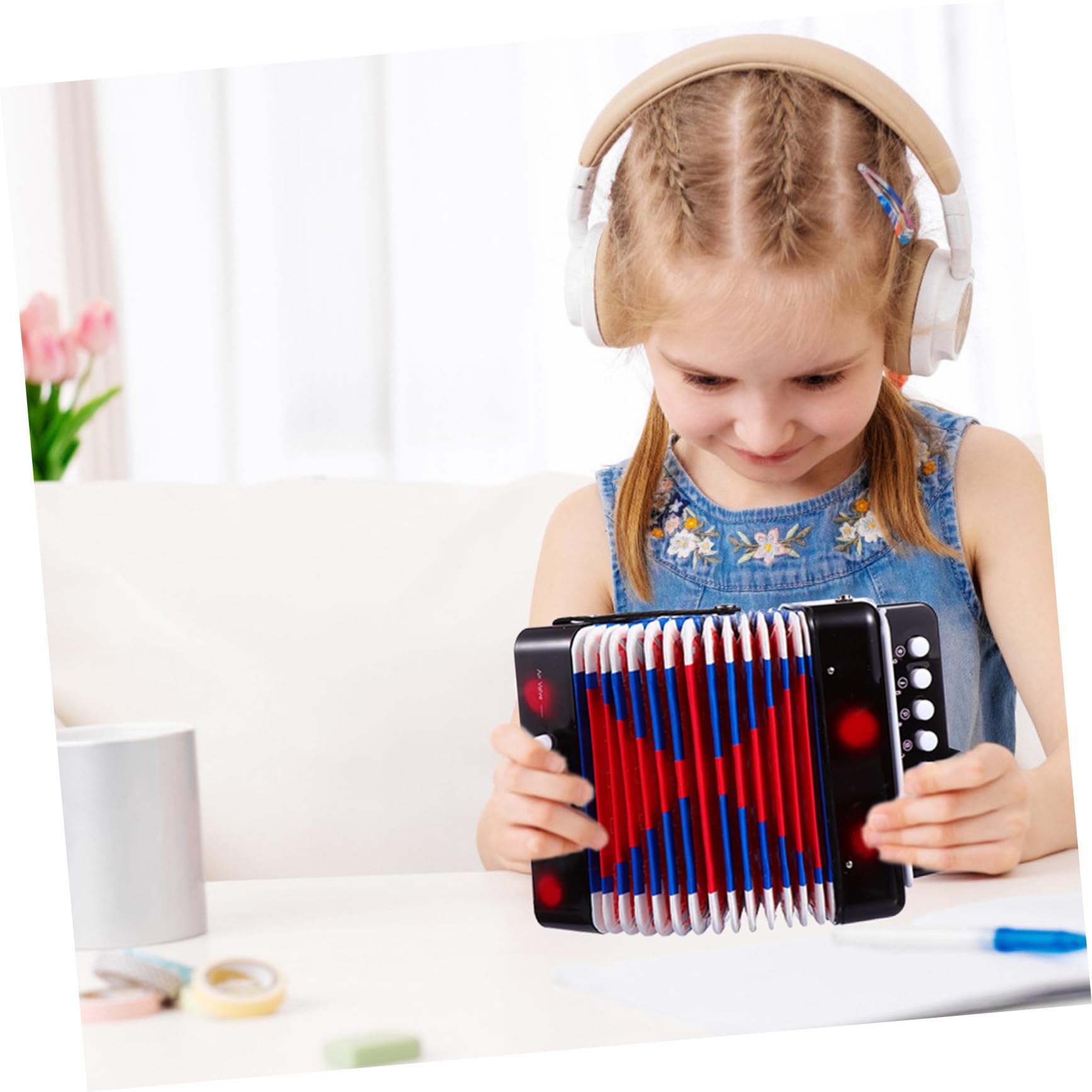 Accordéon Éducatif Noir pour Garçon et Filles Matériau Abs et Métal, Améliore les Capacités Cognitives Pratique Musicale