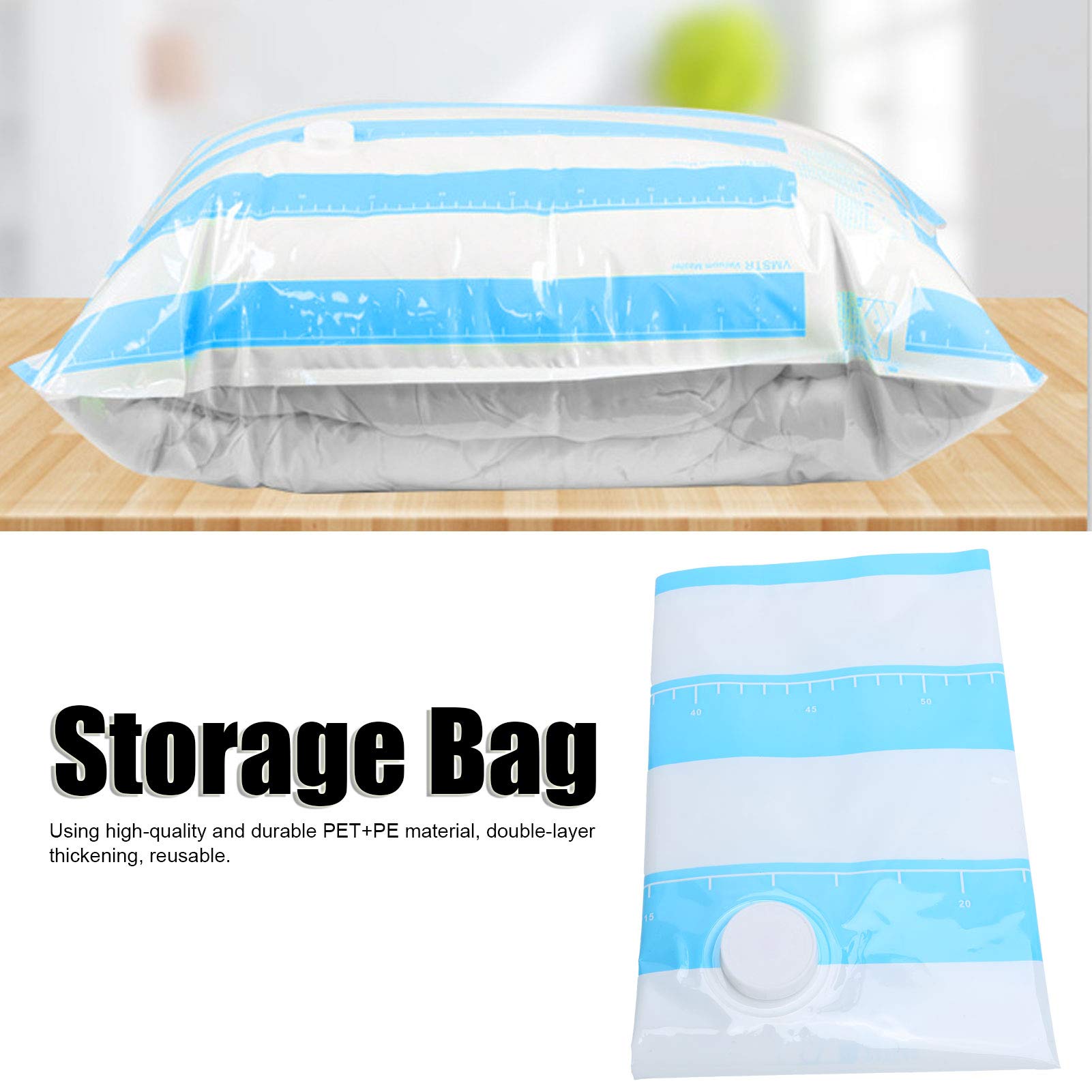 Bolsas de almacenamiento al vacío de viaje para ropa |10 Bolsas de Compresión Reutilizables con Puerto de 3,5 cm |Ahorro de espacio para maletas/hogar/ropa de cama |Cremallera (100 * 80CM)