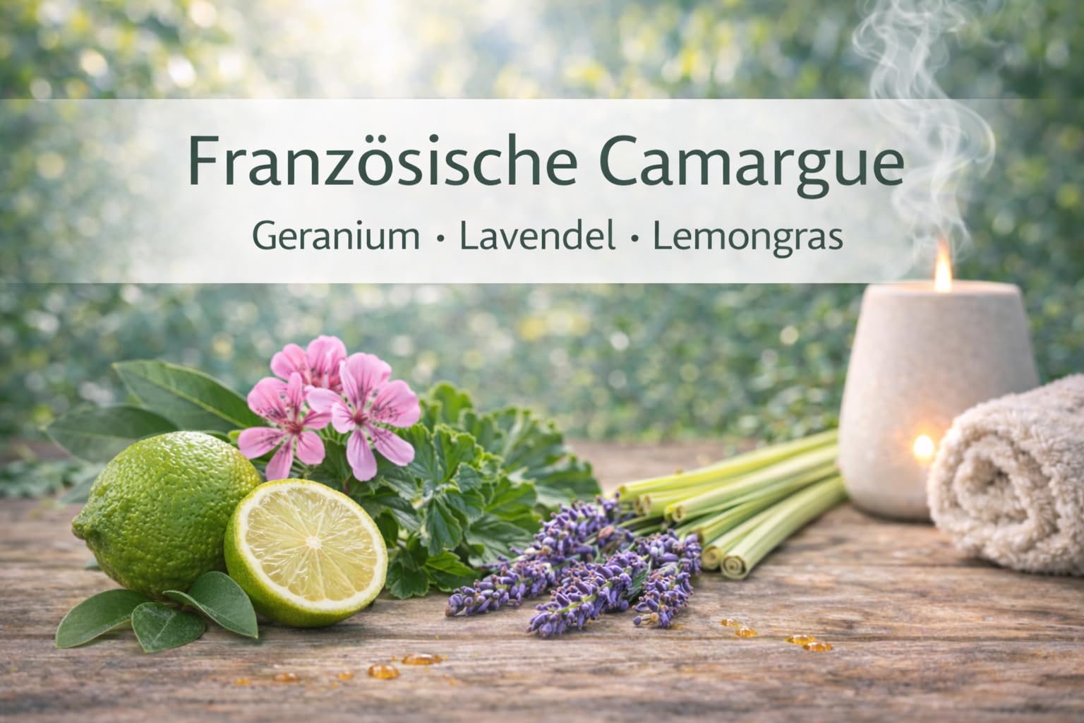 Ätherische Ölmischung Französische Camargue 500 ml – Geranium, Lavendel, Lemongras & Orange – naturrein – für Saunaaufguss, Diffusor & Duftlampe