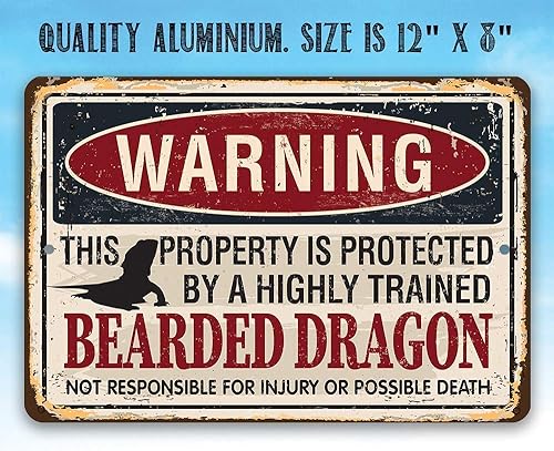 Miniatura 5 de Letrero de metal de dragón barbudo (8 x 12 pulgadas protegido por dragón barbudo) – Decoración de dragón barbudo – Decoraciones de reptiles para tu