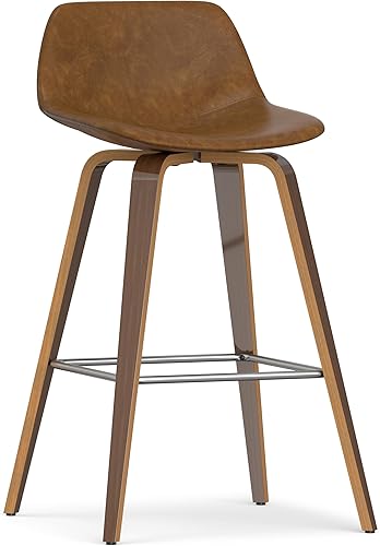 Miniatura 107 de SIMPLIHOME Randolph - Taburete moderno de mediados de siglo de madera curvada de 28 pulgadas (juego de 2) en piel sintética vegana gris piedra para