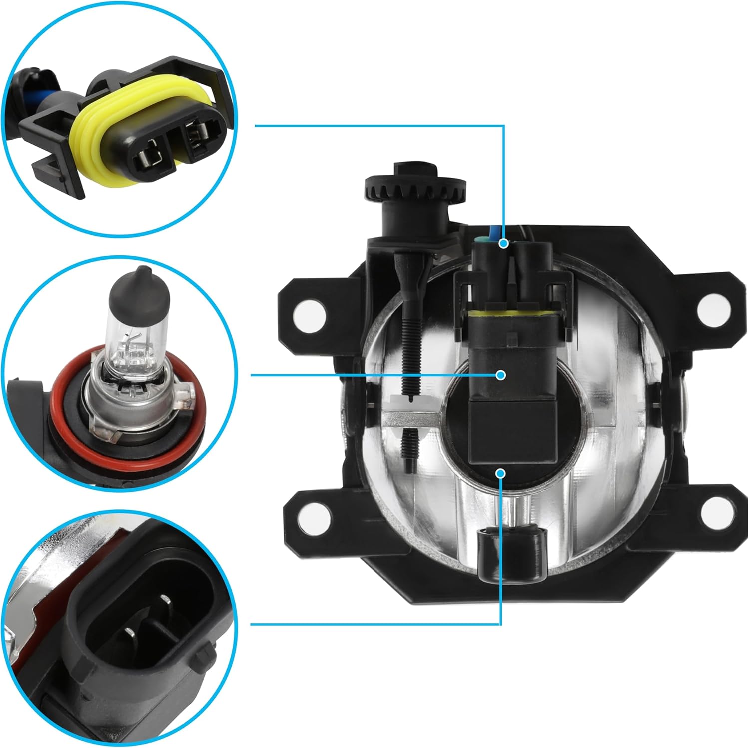 HECASA Pair Fog Light Compatible with 2013-2021 Subaru Crosstrek Forester Impreza Legacy WRX STi Replacement for SU2592126 SU2593126 Driving Fog Lamp w/Bulbs Clear Lens Driver&Passenger Side - Image 6