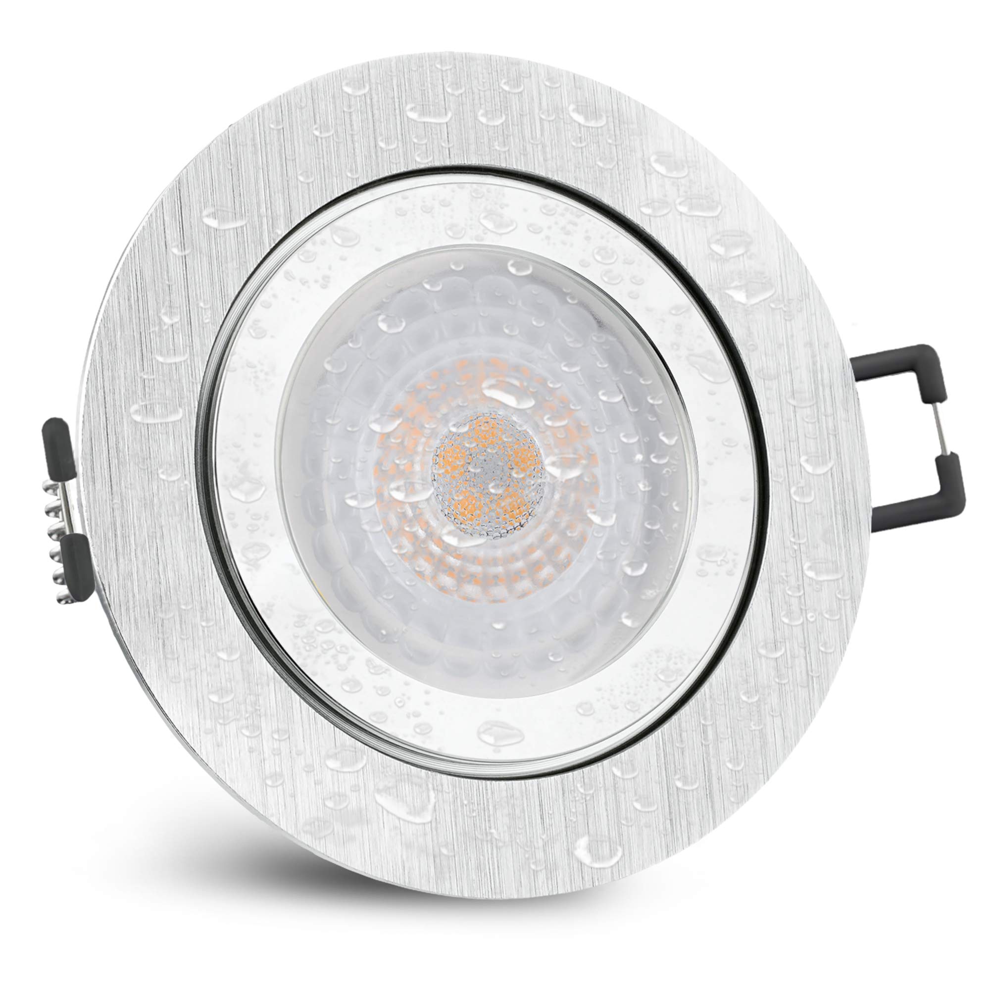 SSC-LUXon 6 Stück RW-2 LED Badeinbaustrahler IP44 mit fourSTEP Dimmen ohne Dimmer - 6x Spot flach gebürstet 4W neutralweiß