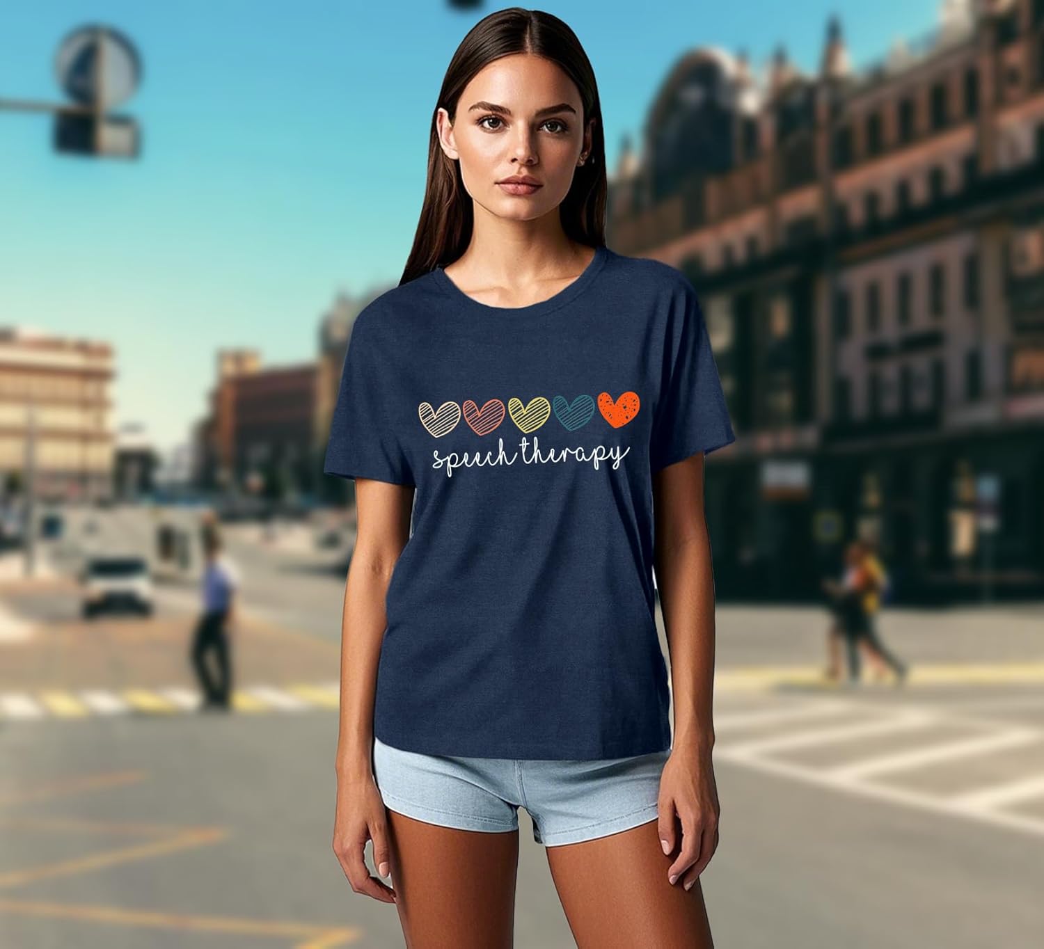 Speech Therapy Shirt for Women Speech Language Pathologist T-Shirts Cute Hearts Tee Tops - Image 4