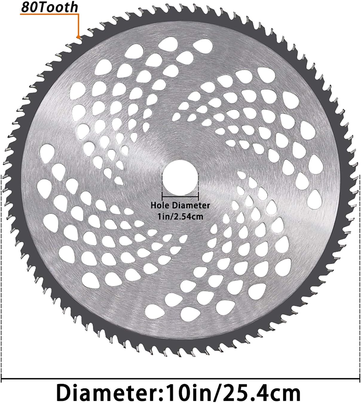 CZS 10" x 80T Brush Cutter Blade for Weedeater, Carbide Tip Circular Saw Weed Eater Blades, Weed Trimmer Blade with Adapter Kit for Brush Cutter, Trimmer, Weed Eater (2 Pack)