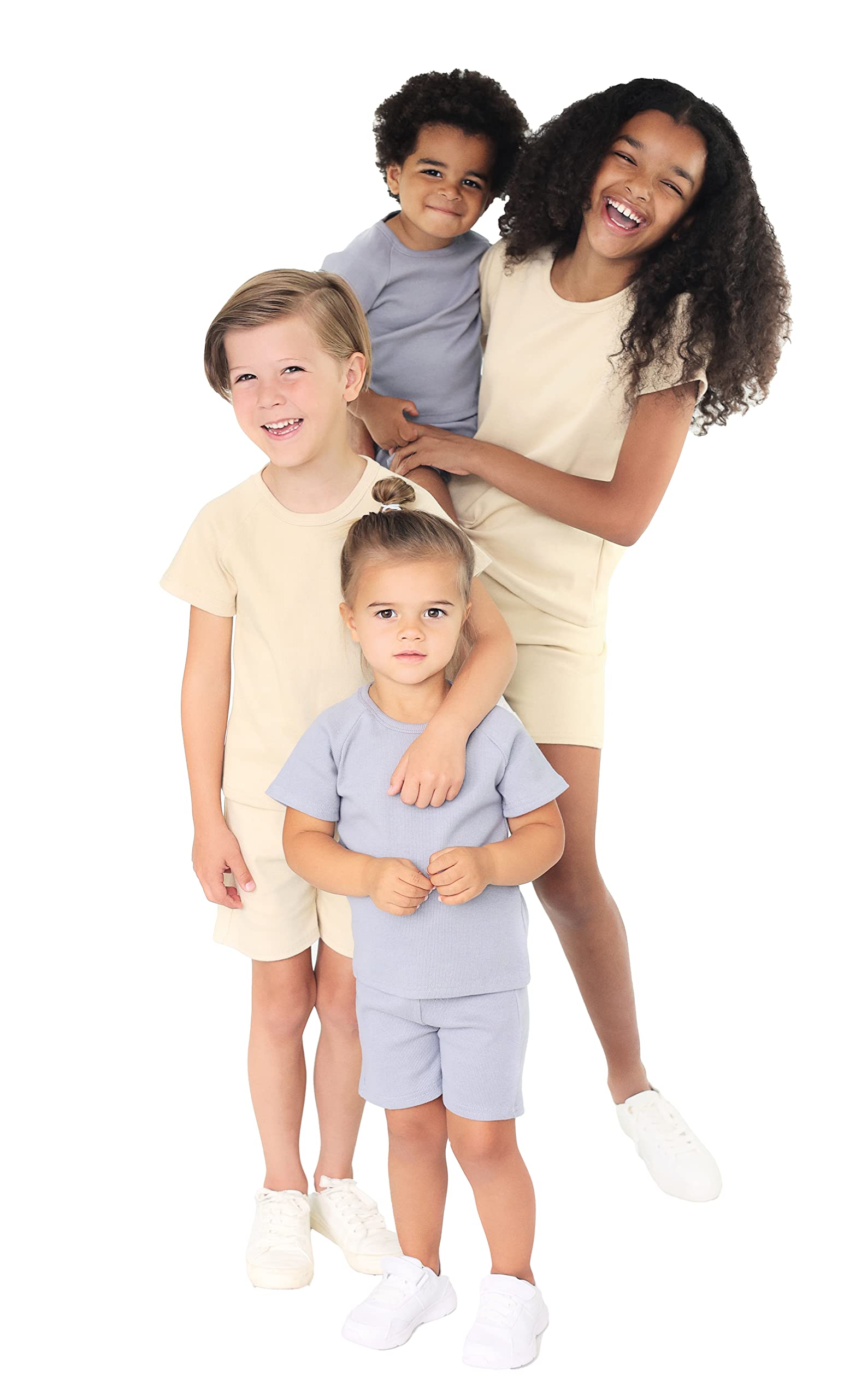 DreamBuy Tejido acanalado Verano Conjunto Algodón Vacaciones Esenciales Niñas Pantalones Cortos Niños Diseño Moda Para Niños