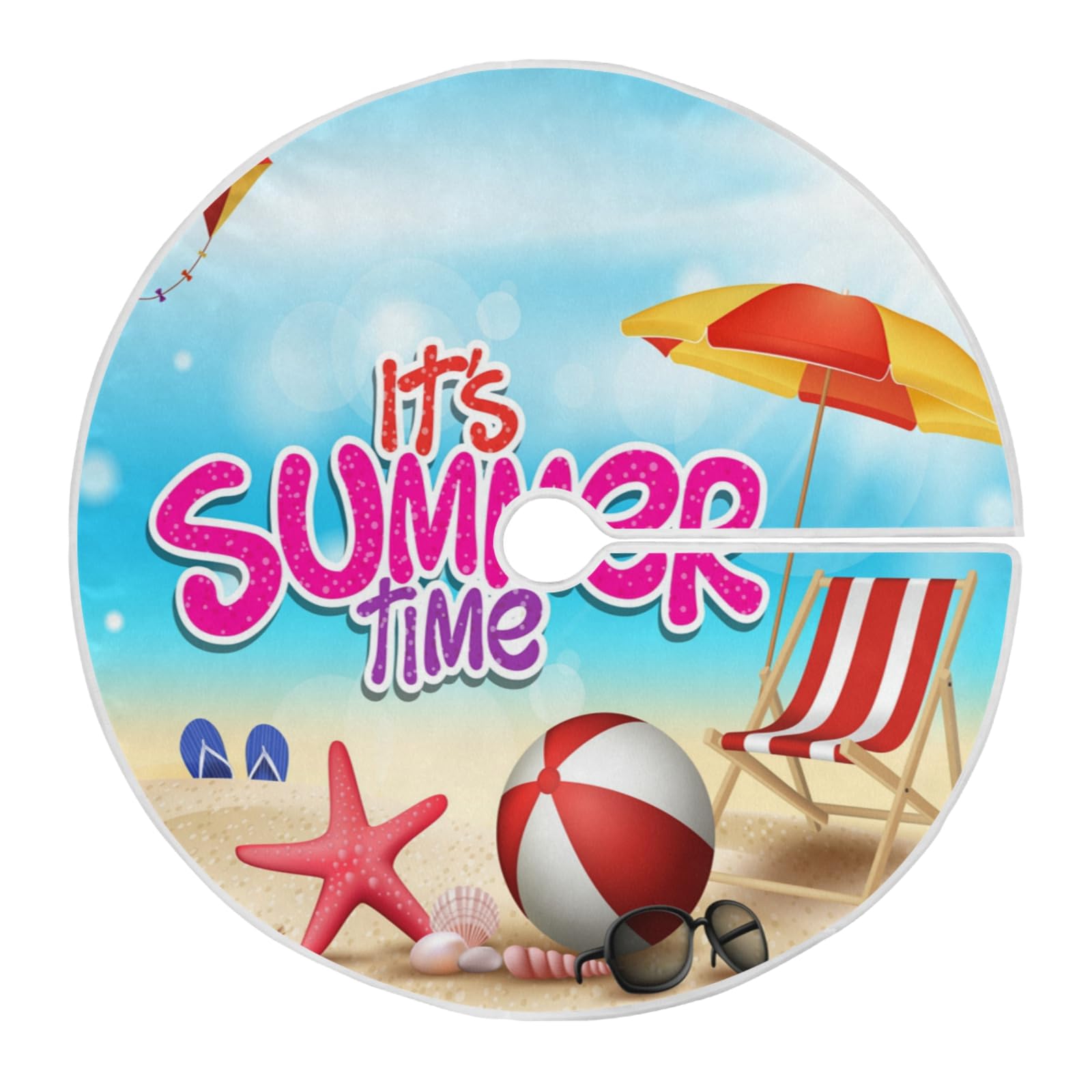 ALAZA Christmas Tree Skirt Decoration,Small Mini Tree Skirt Ornament 35.4 Inch with Funny Tropical Summer Beach for Christmas Party Holiday Home