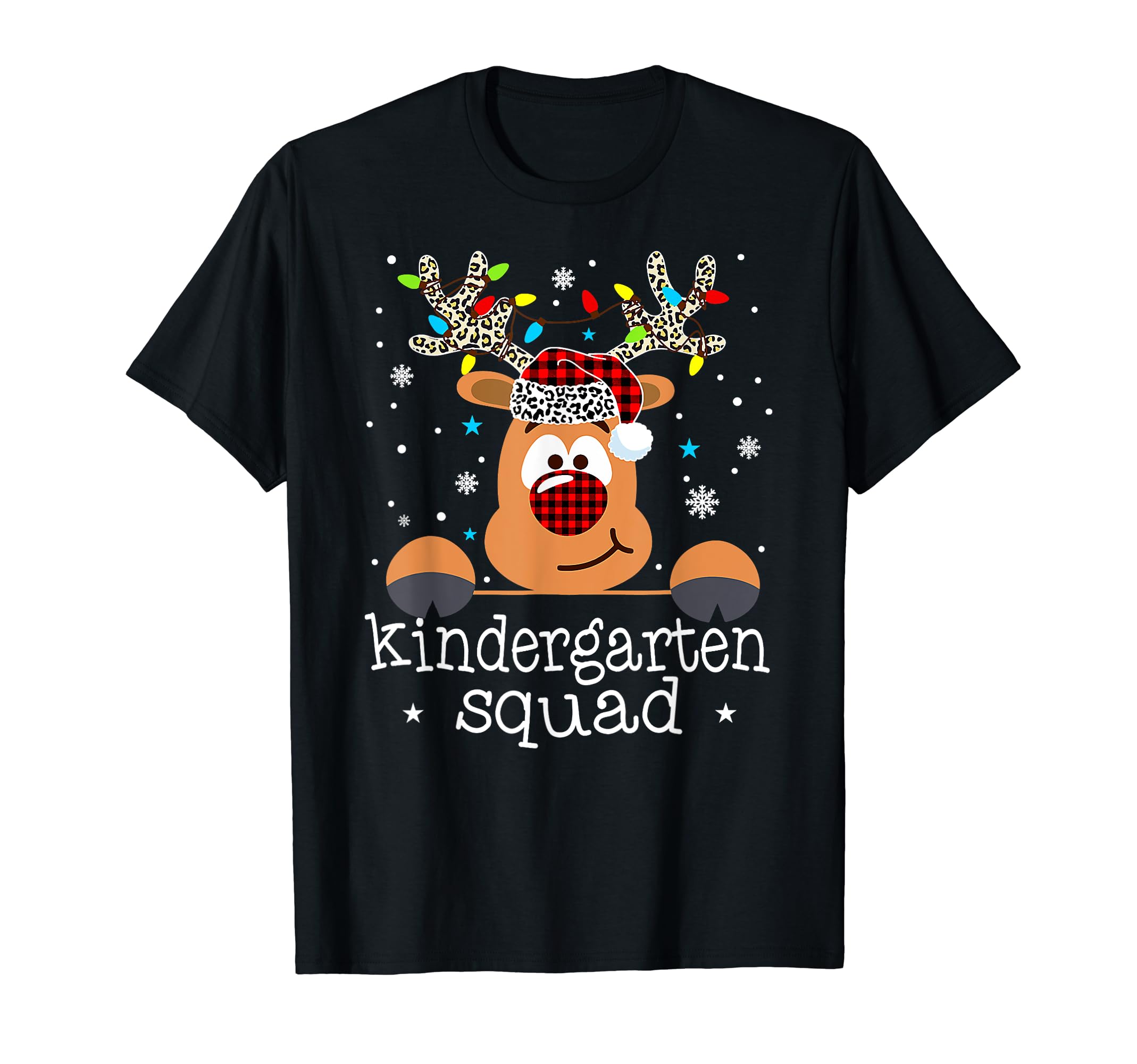 ChristmasKindergarten Squad Plaid Reindeer Santa Teacher Christmas T-Shirt