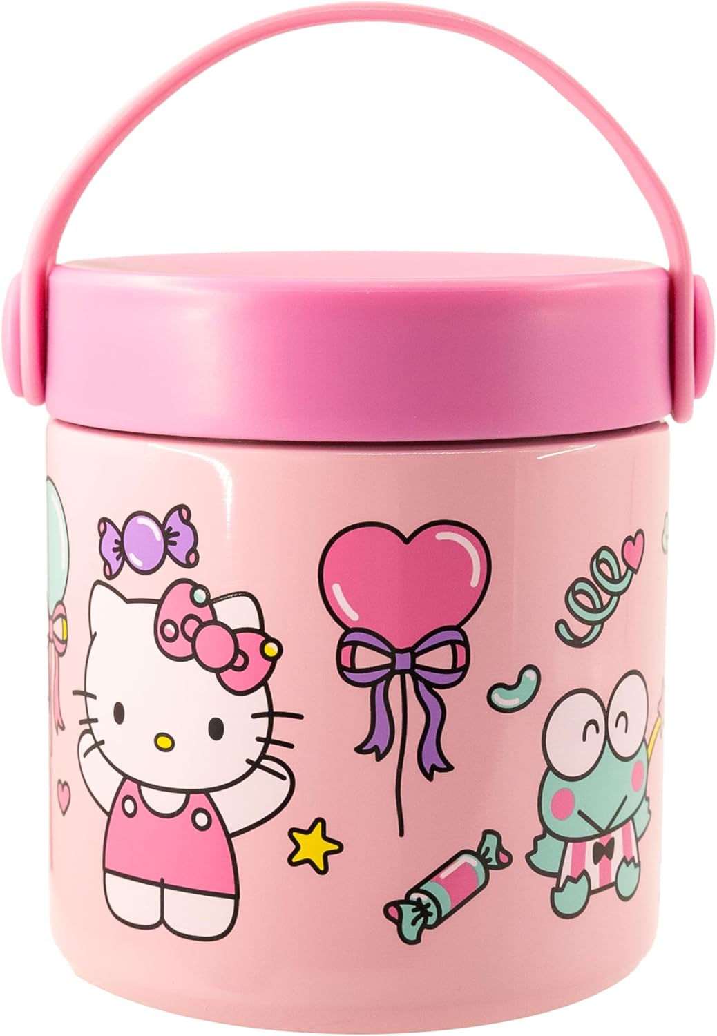Sanrio Hello Kitty and Friends Insulated Soup Container for Kids | 12oz Thermo Food Jar with Handle Featuring Hello Kitty, Kuromi, Keroppi | Leakproof Stainless Steel Lunch Jar | Ages 3+