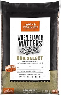 Traeger Grills BBQ Select 100% All-Natural Wood Pellets for Smokers and Pellet Grills, BBQ, Bake, Roast, and Grill, 30 lb. Bag