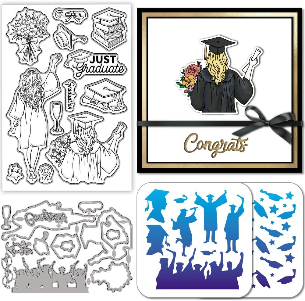 Amazon.com: GLOBLELAND Graduation Season Clear Silicone Stamp Metal ...