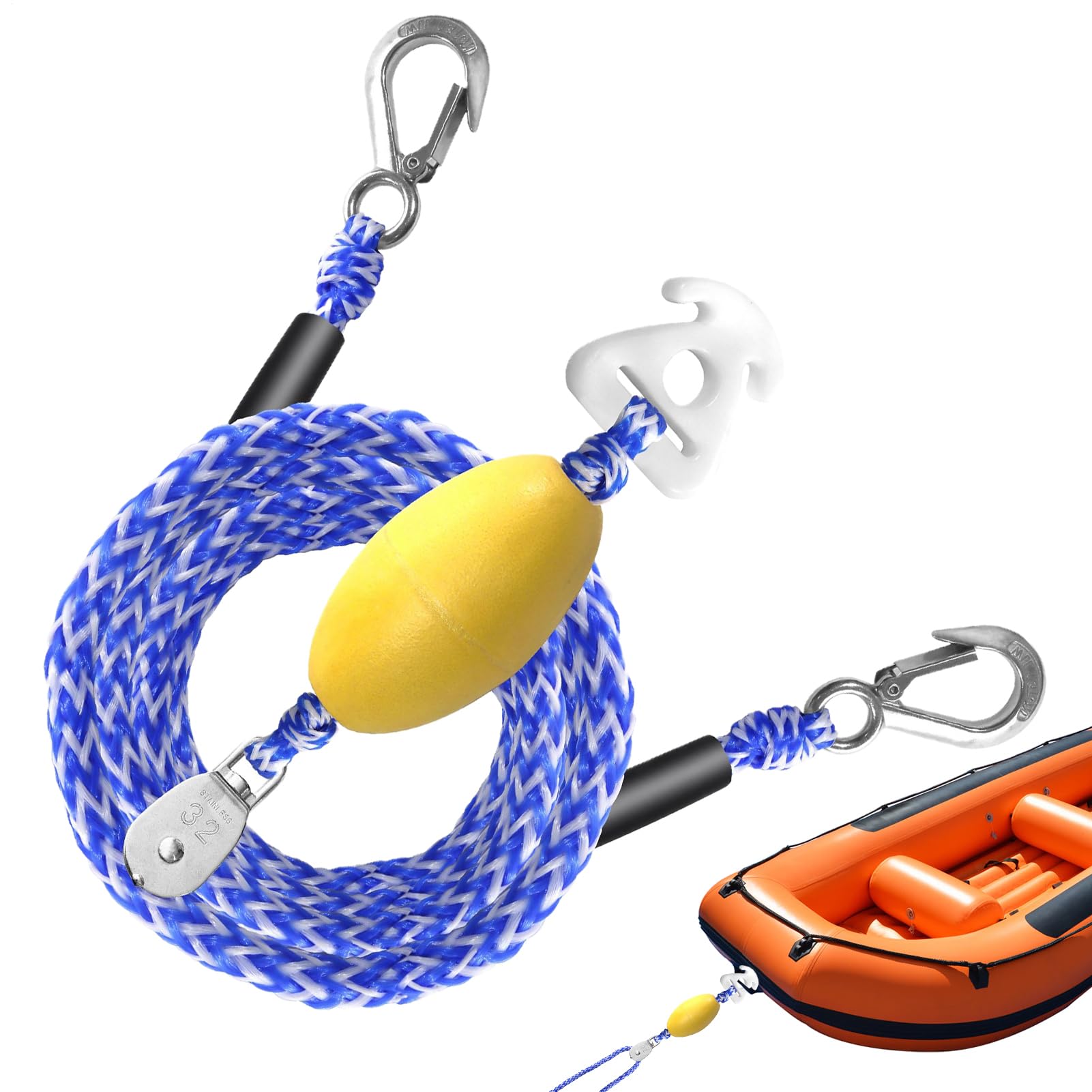 Corda da traino per barche 4,9 m galleggiante di sicurezza con gancio a | per Attracco Mare Lago Sport Acquatici Sci Pesca Marina Lago Fiume Mare Sport Acquatici Pesca Surf Soccorso