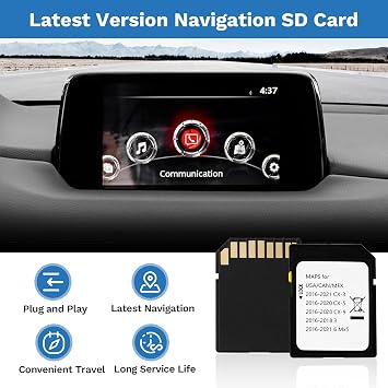 Latest Version Navigation SD Card Fits for Mazda 2014-2018 - 3, 2016-2024 - Mazda 6/CX-3/MX-5, 2016-2020 - CX-5/CX-9 Car GPS Navigation System for USA/Canada/Mexico