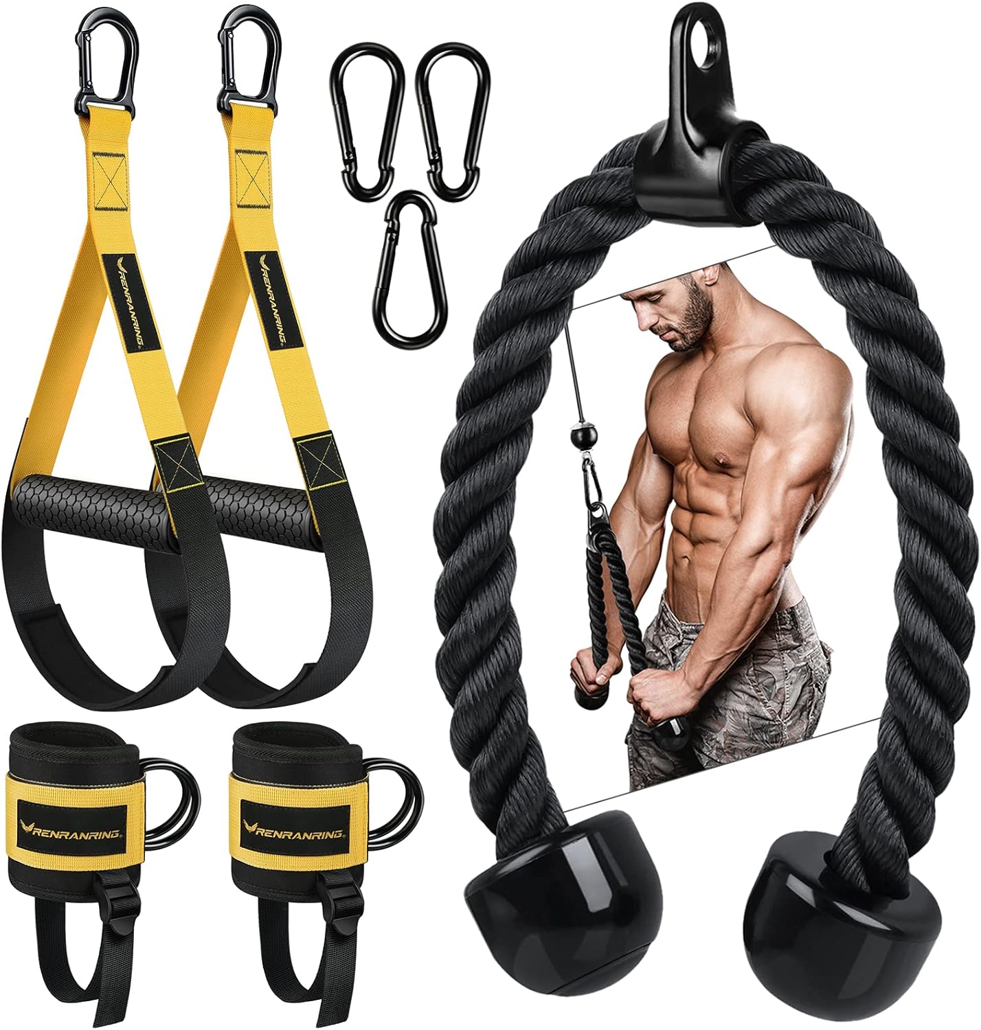 Buy RENRANRING Tricep Rope Pull Down Ankle Straps for Cable Machine