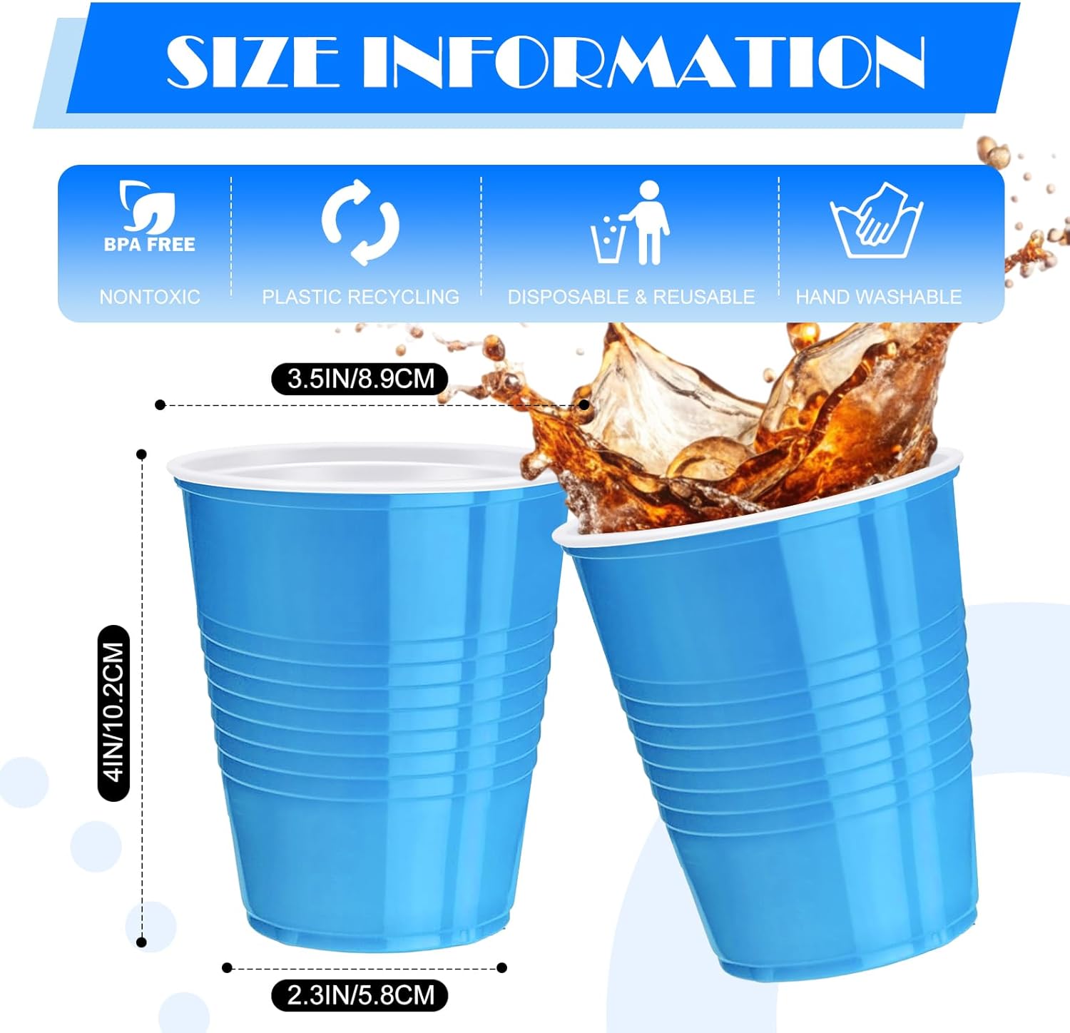 120 pcs 12 oz lake blue plastic cups Gender Reveal plastic Disposable cups blue Party Cups for drinking Tastings served Snacks Barbecues Picnics - Image 2