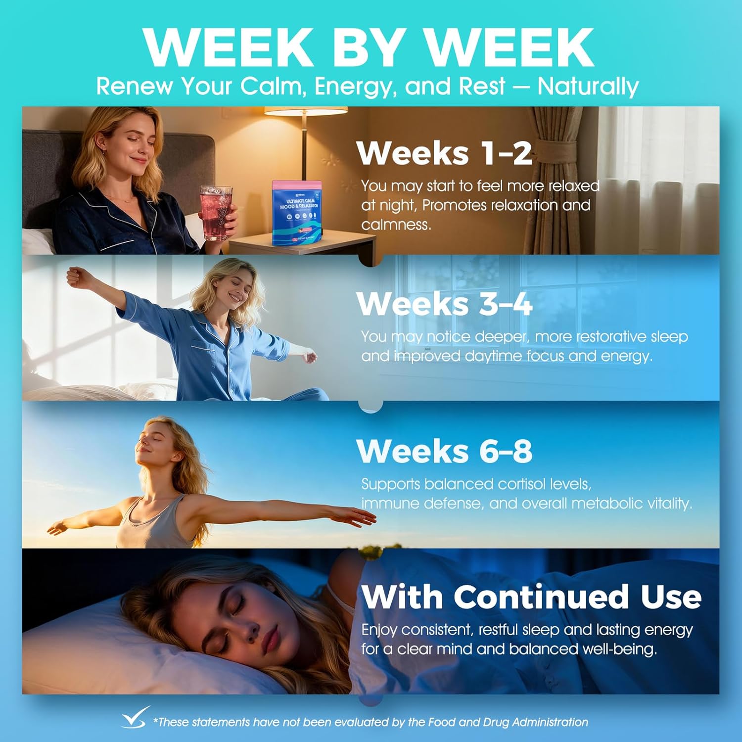 Ultimate Calm Super Cortisol Reducer Supplement Drink - Sleep Aid, Magnesium Glycinate Powder, Ashwagandha, L Theanine, Holy Basil, Vitamin D3, Supports Relax Focus Mood, No Sugar, Mixed Flavor, 30ct - Image 6